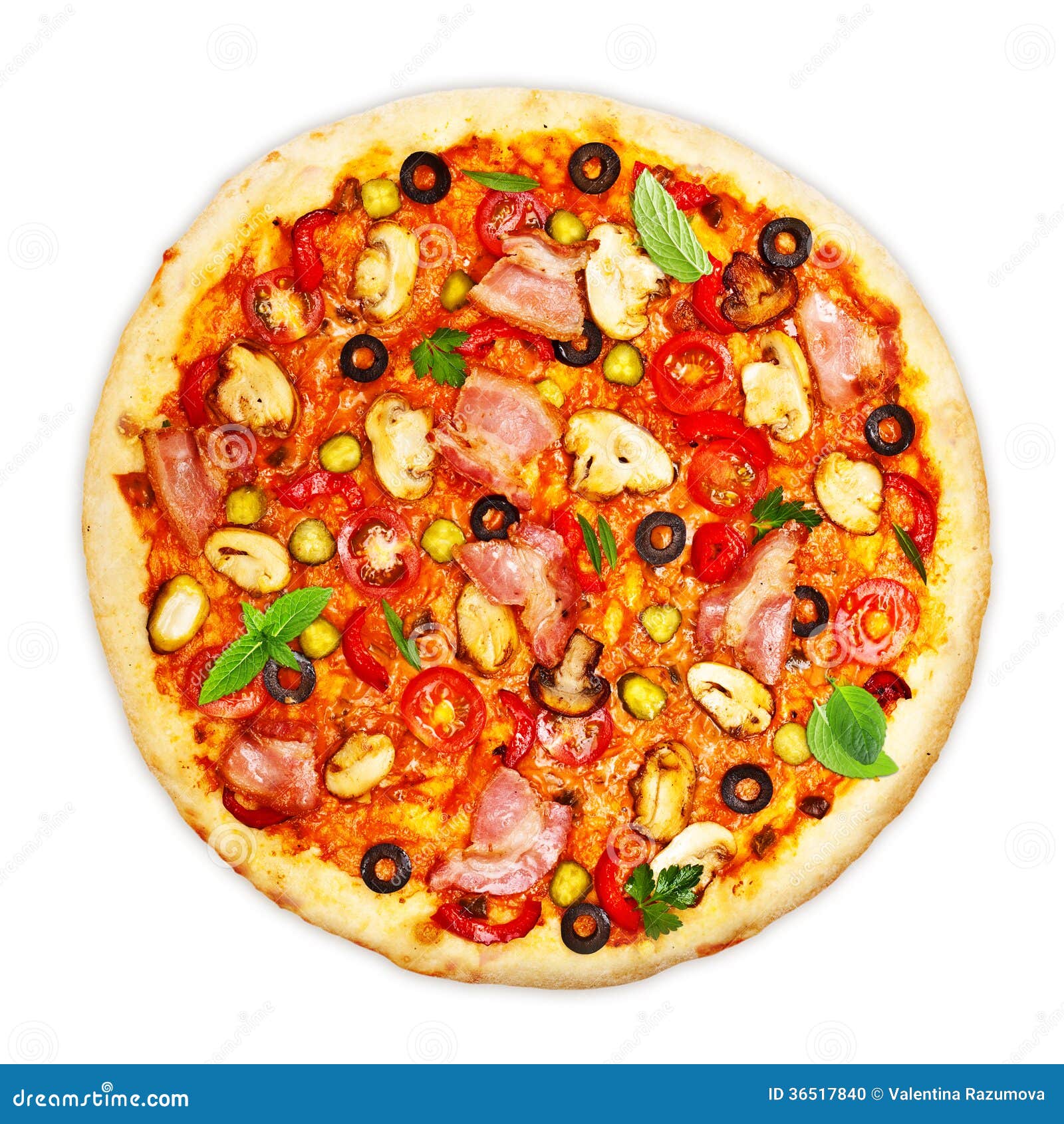 Pizza isolated stock photo. Image of pepper, meat, dough - 36517840