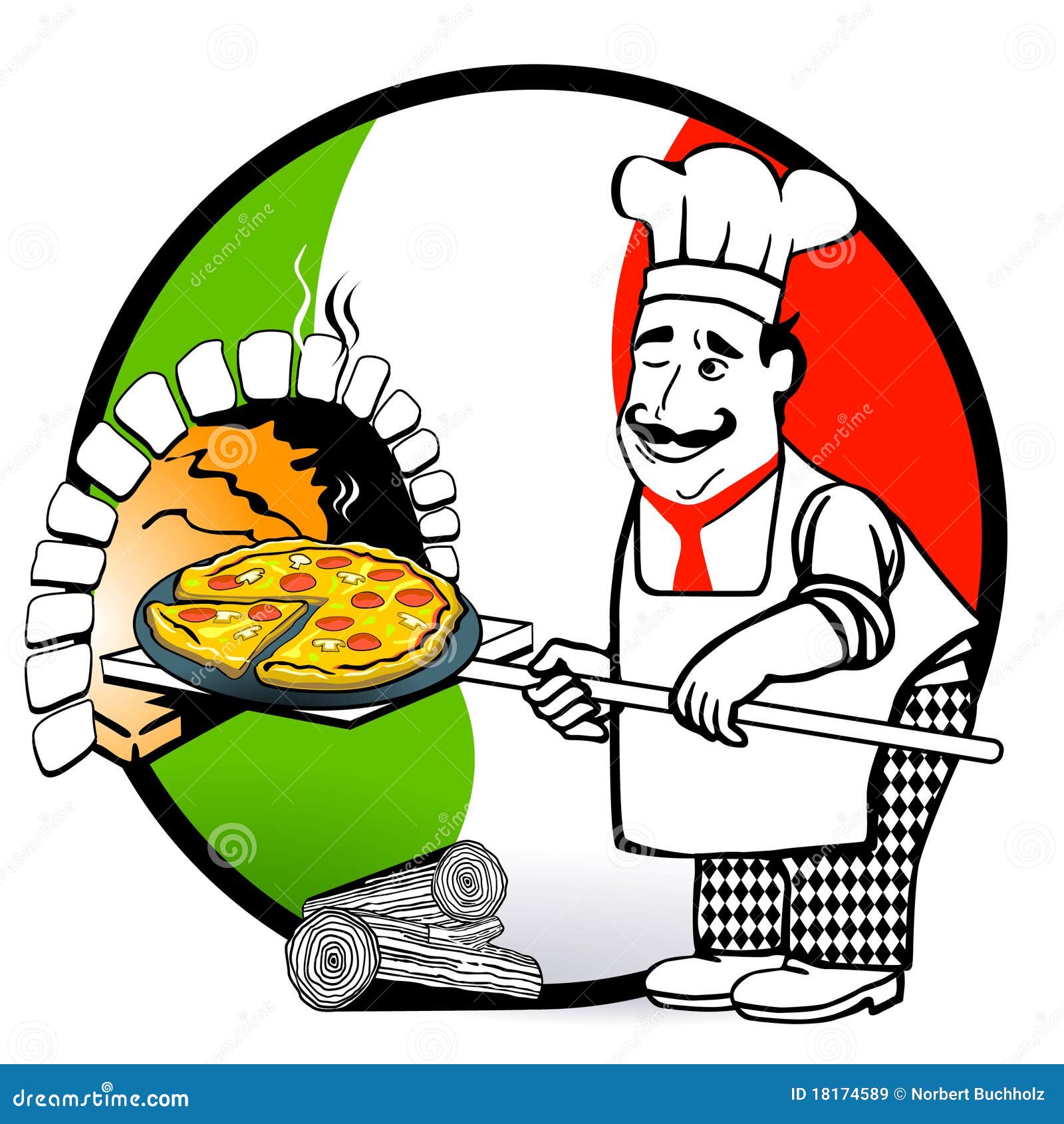 PizzaItaliaan vector illustratie. Illustration of gastronomie 18174589