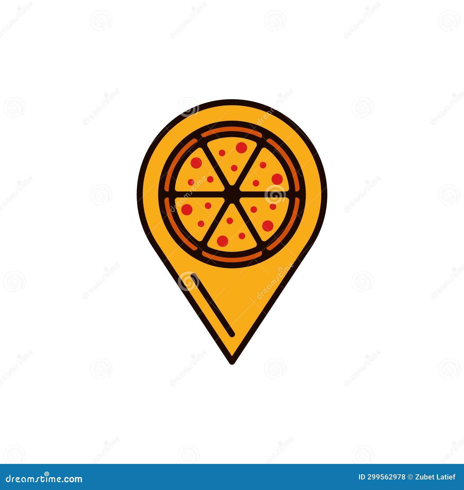 Pizza Map Pin Location Illustration Vector Design Template, Slice of