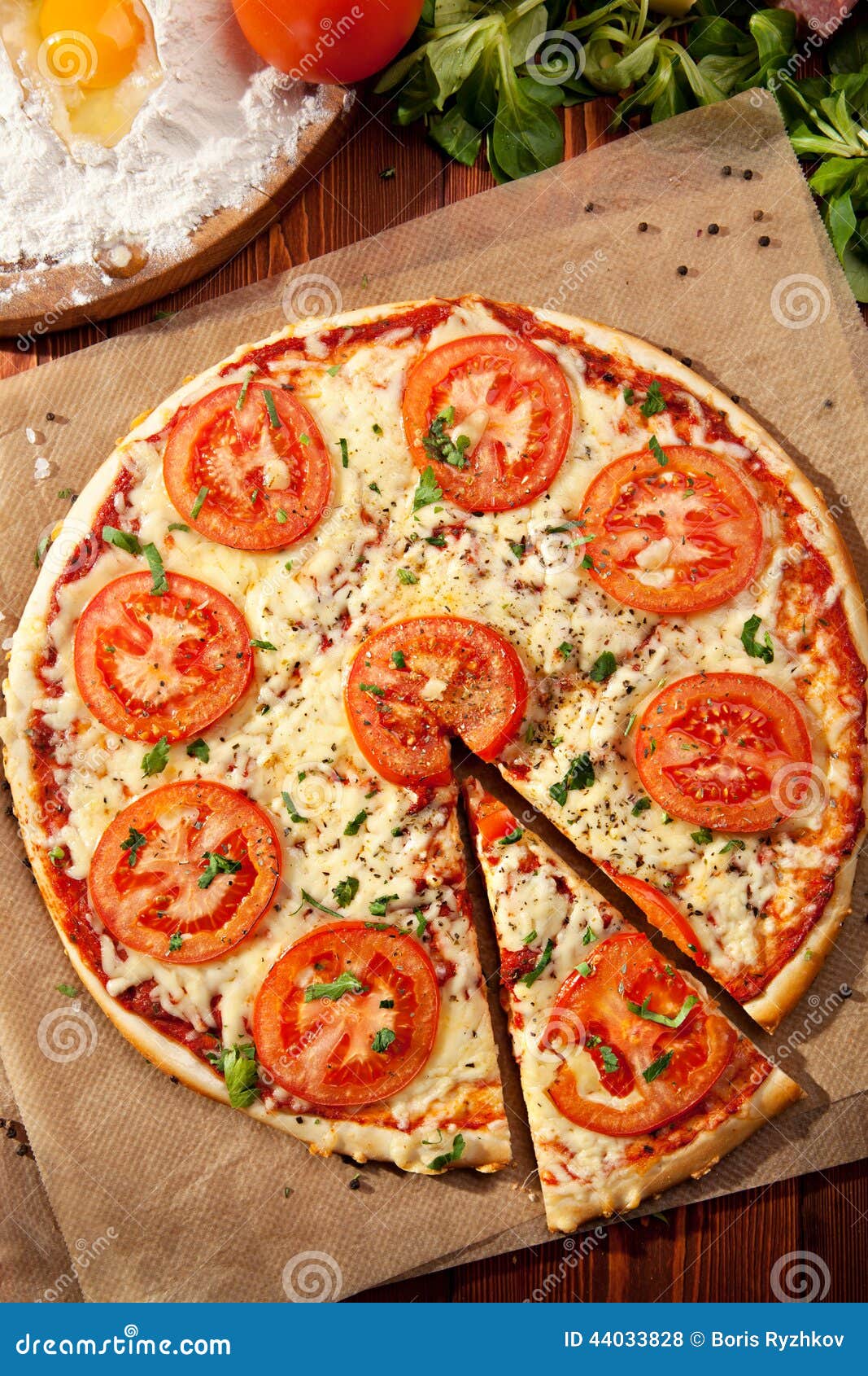 Pizza Margherita stock photo. Image of crust, slice, gourmet 44033828