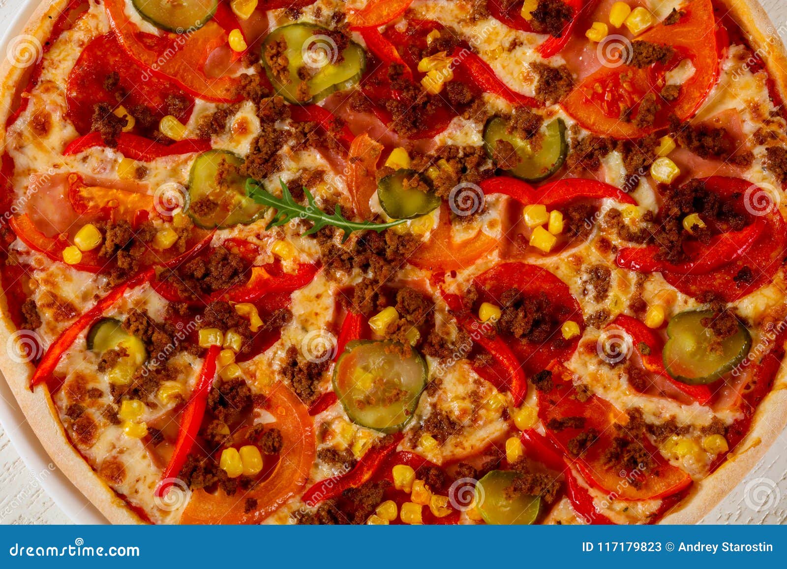 Pizza with minced meat stock image. Image of italian 117179823