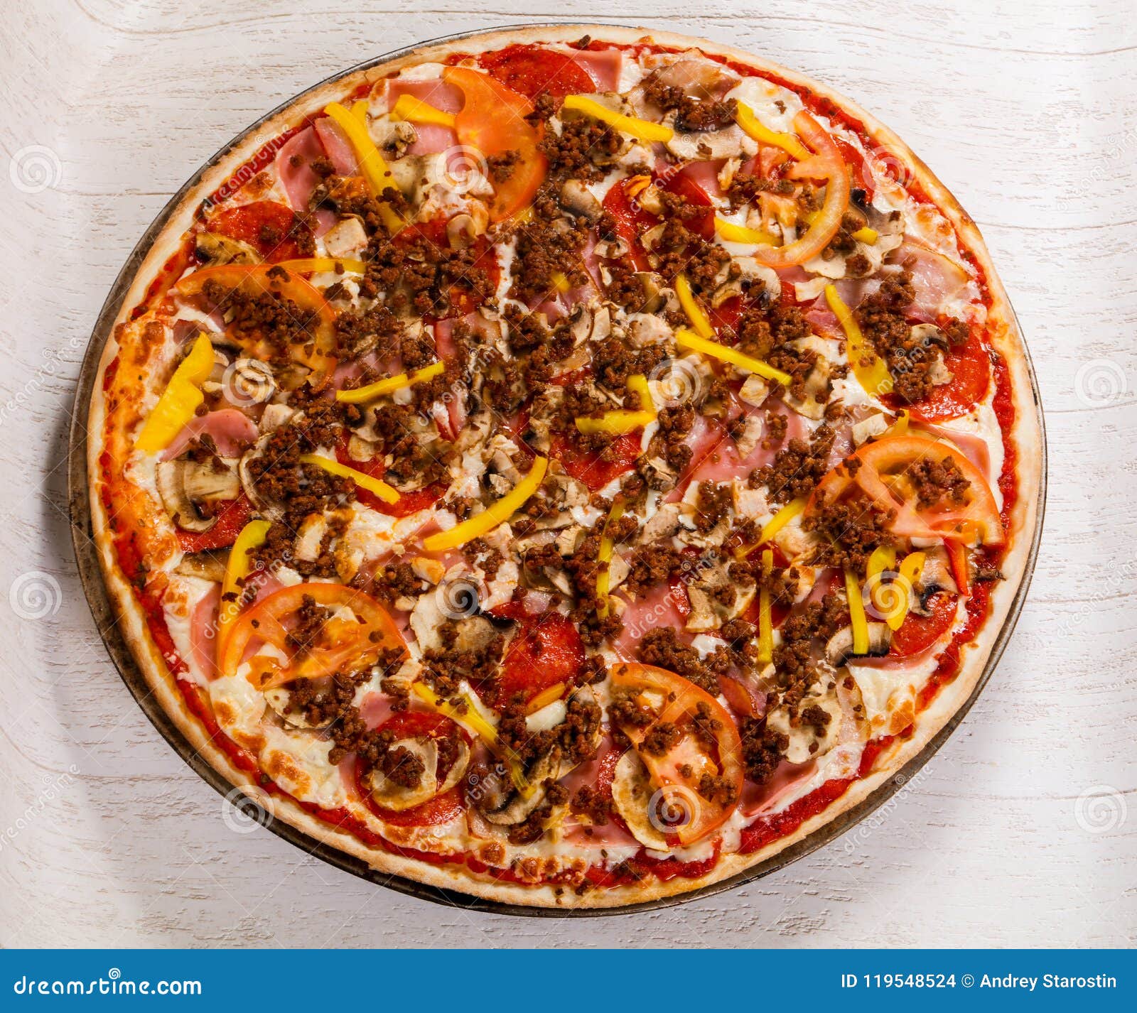 Pizza with minced meat stock photo. Image of beef, delicious 119548524