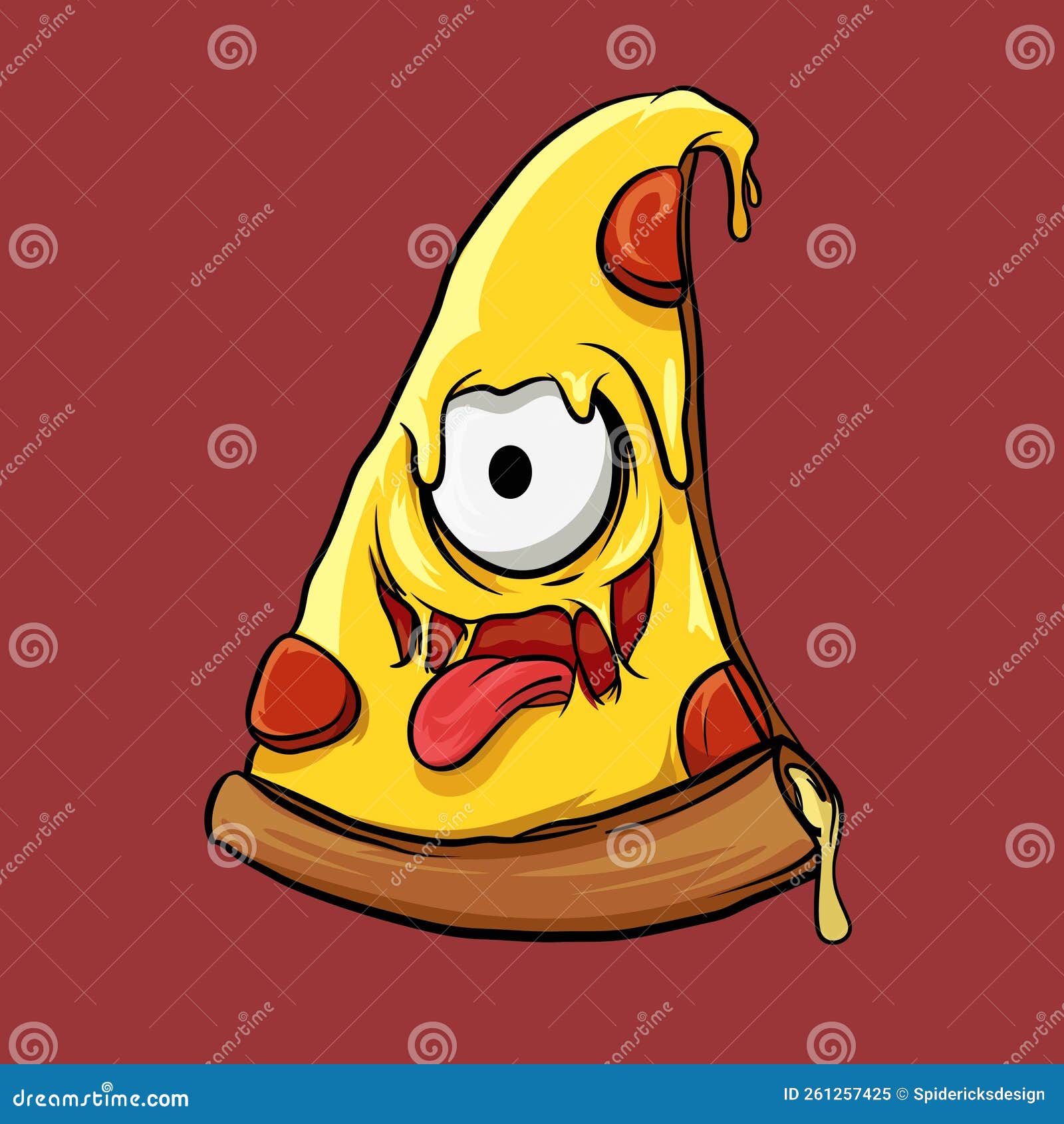 Pizza Monster 2 Mocking Facial Expression Stock Vector