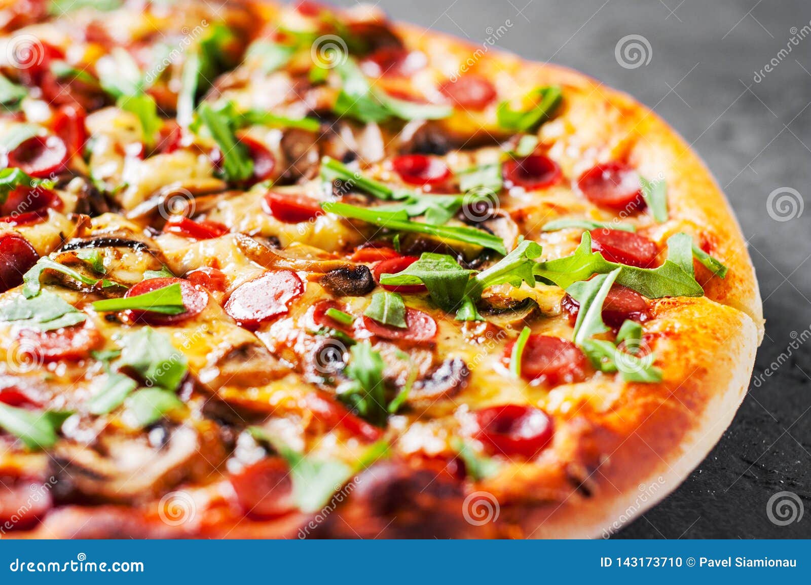 Pizza with Mozzarella Cheese, Mushrooms, Ham, Tomato Sauce, Sausage