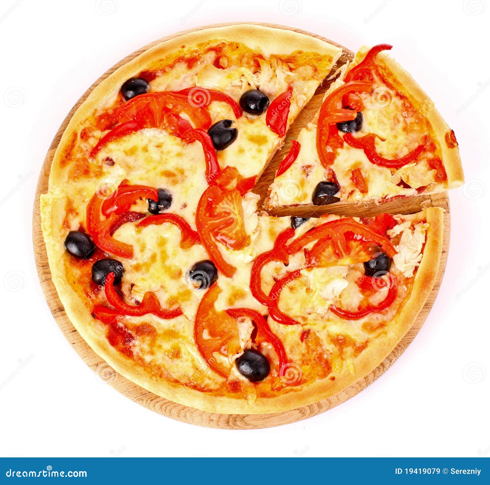 Pizza with olives isolated stock image. Image of white 19419079