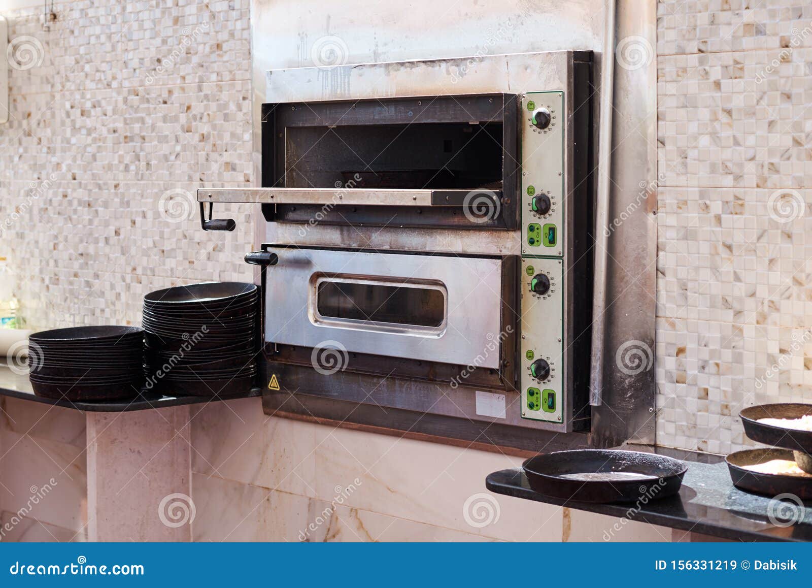 Pizza Oven in the Restaurant Kitchen, Close Up Stock Image Image of