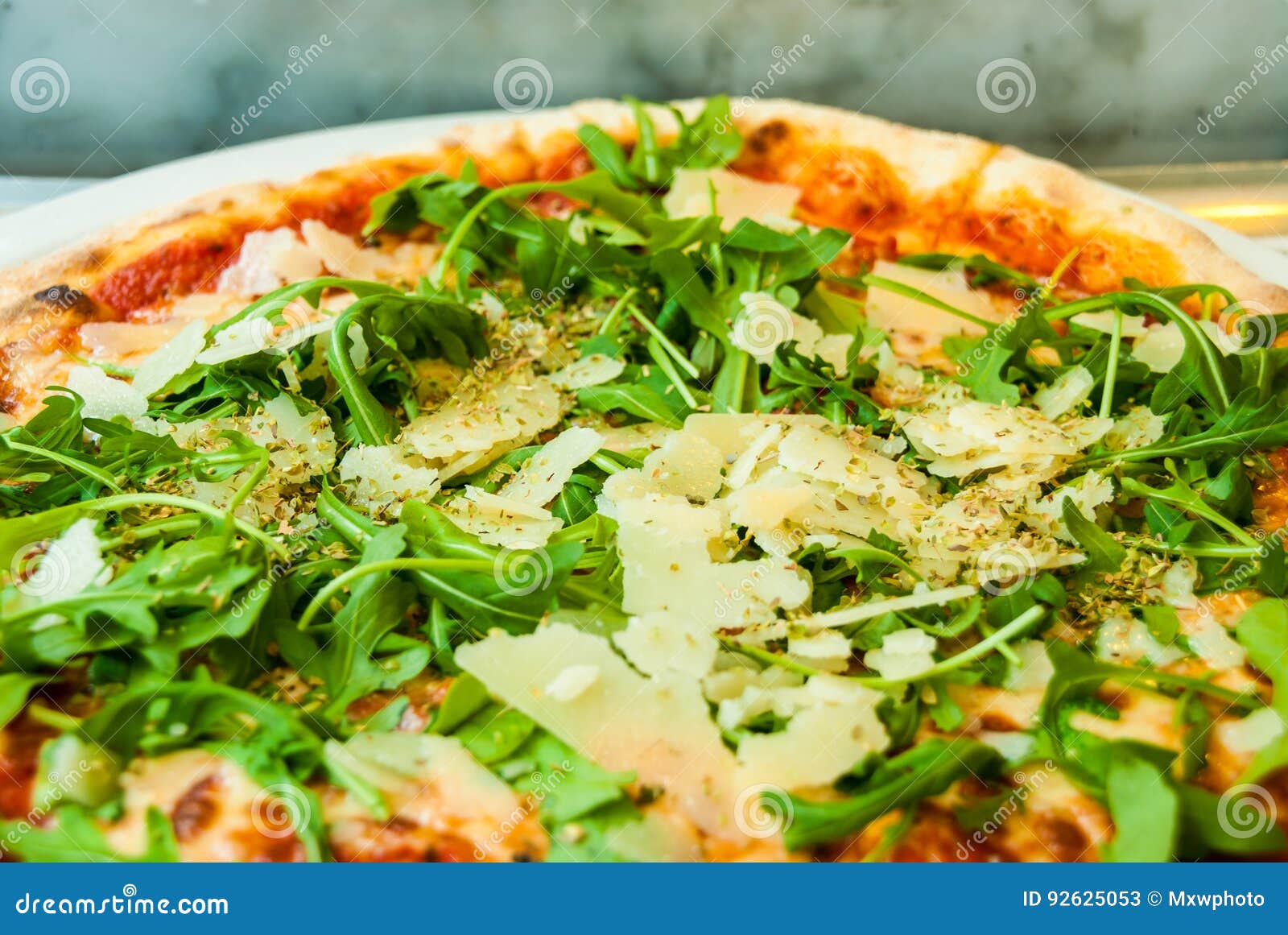 Pizza Parma Arugula Ham Parmesan Tomato Italian Stock Image Image of