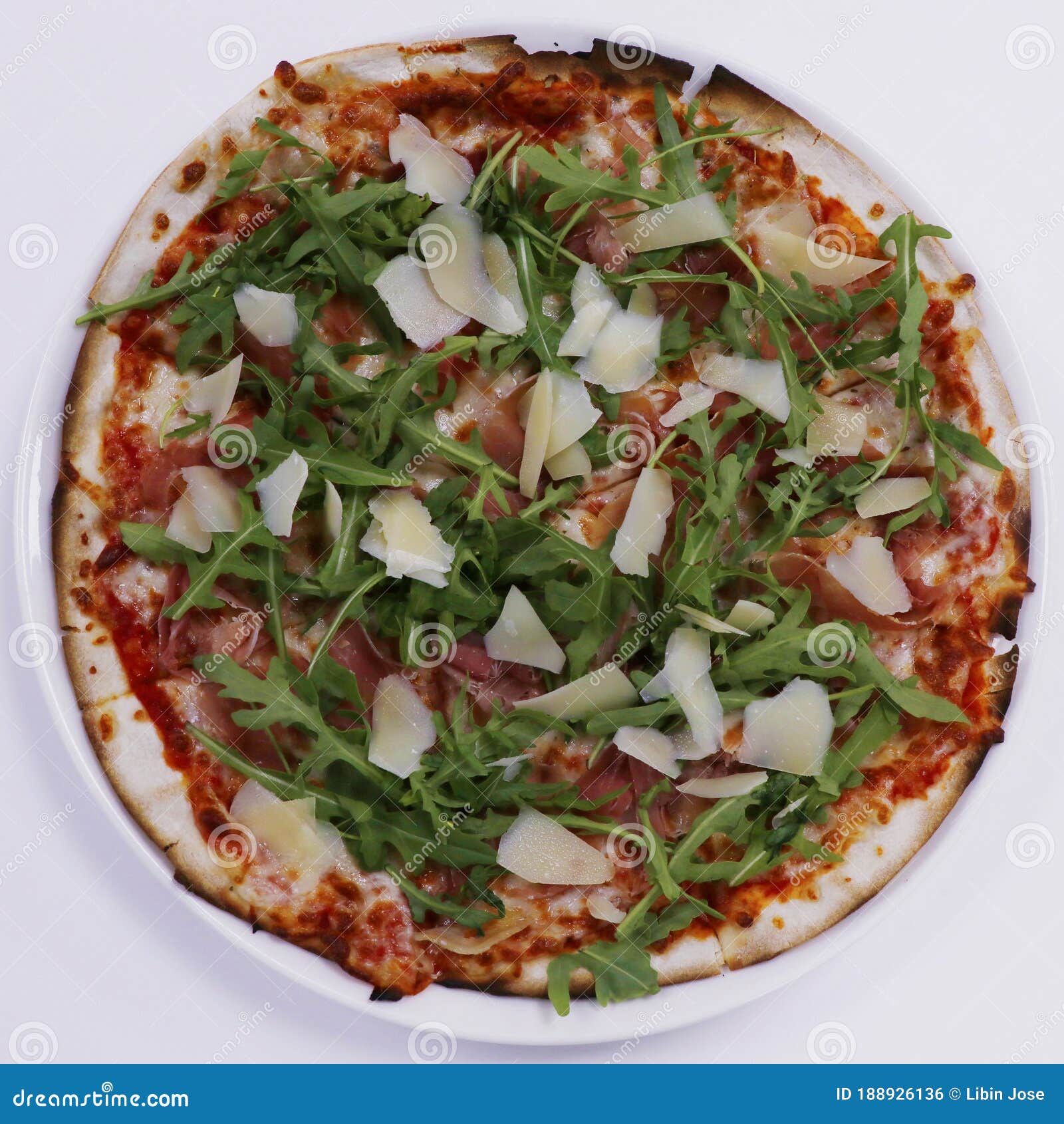 Pizza Parma Ham with Arugula Leaves and Parmesan Stock Photo Image of