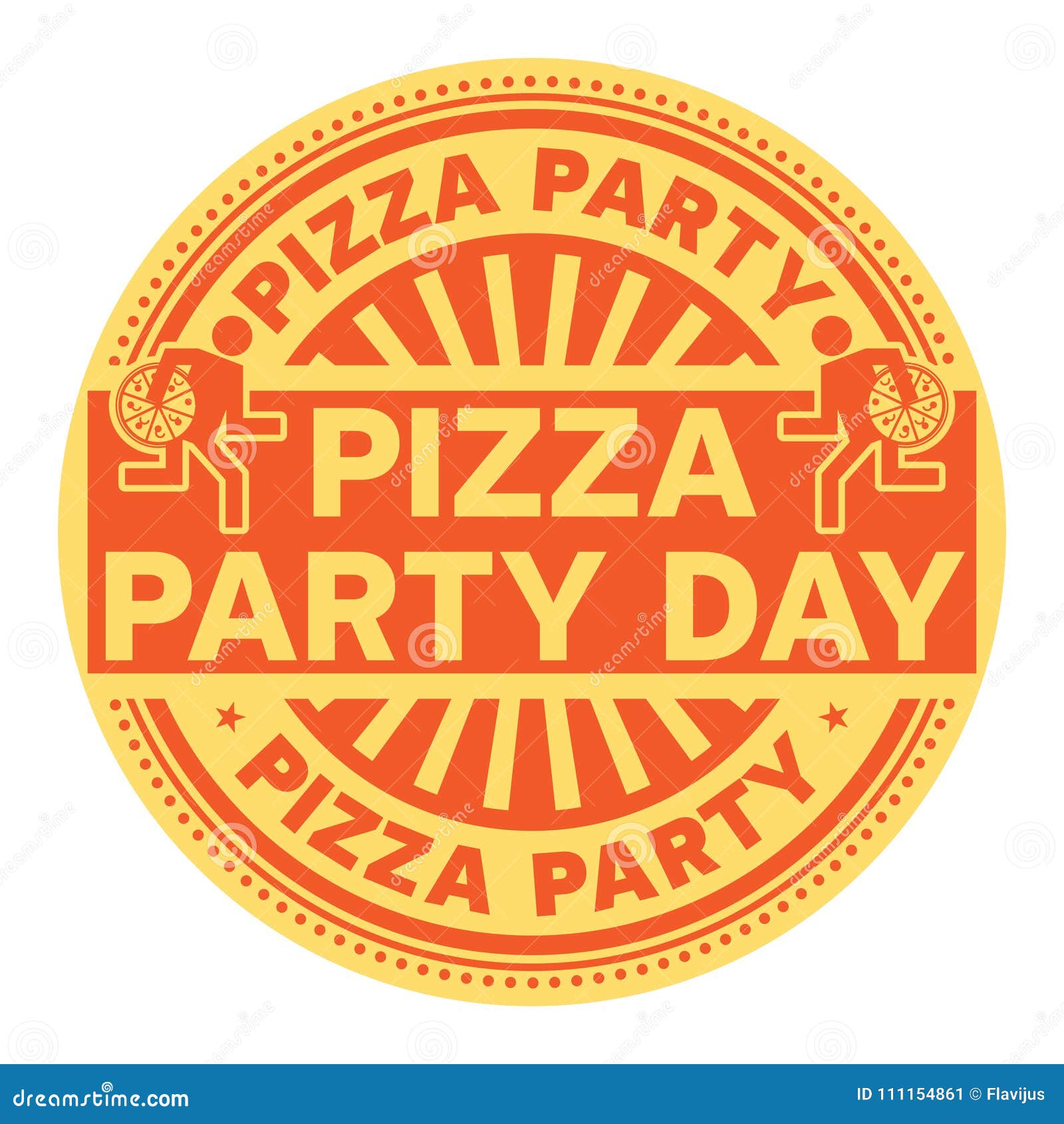 Pizza Party Day stamp stock vector. Illustration of isolated 111154861