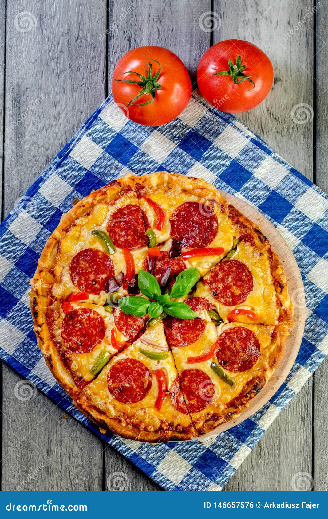 Pizza Pepperoni Cut into Pieces. Stock Photo Image of dinner, meal