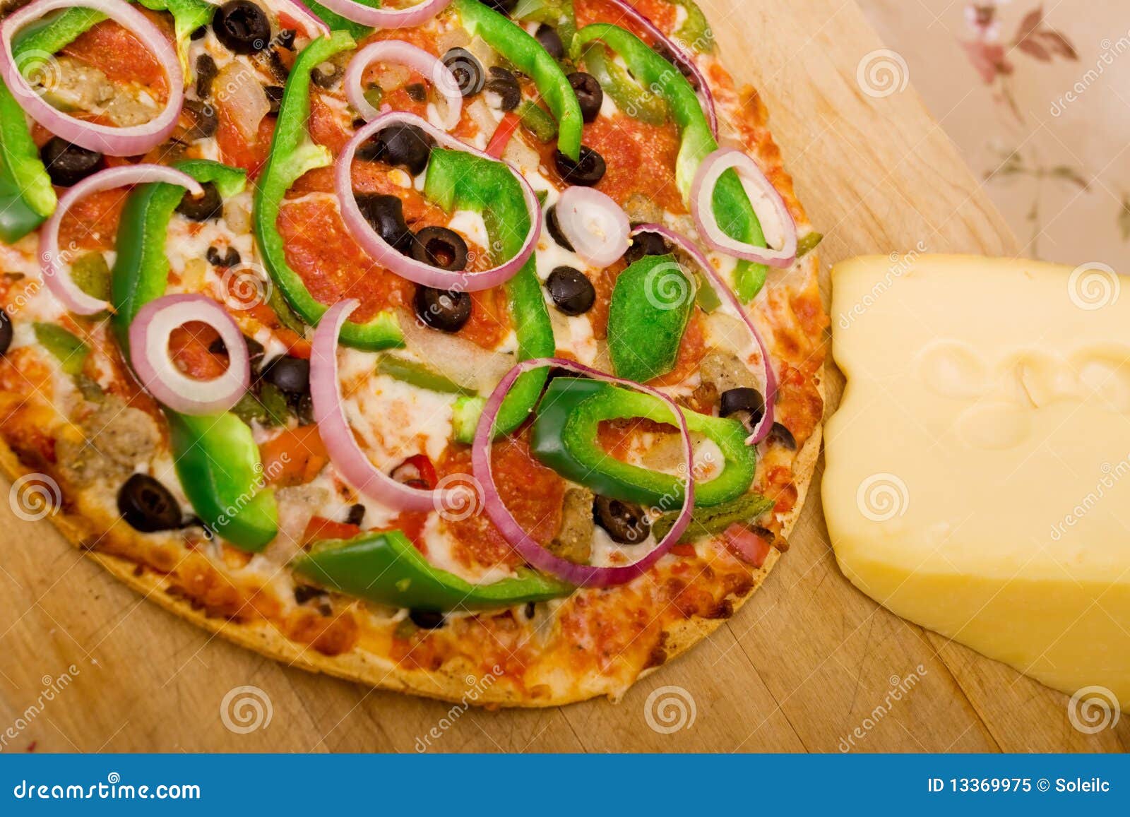 Pizza with Pepperoni and Vegetables Stock Image Image of pepper