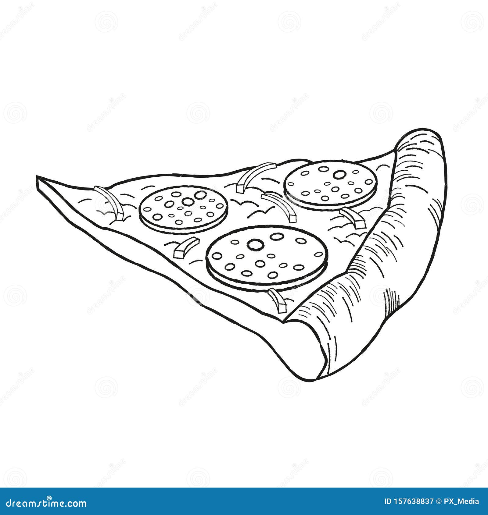 Pizza Pepperoni Zwiebeln Schwarzweissillustrierung Zeichnung Stock Abbildung Illustration Von Zeichnung Zwiebeln
