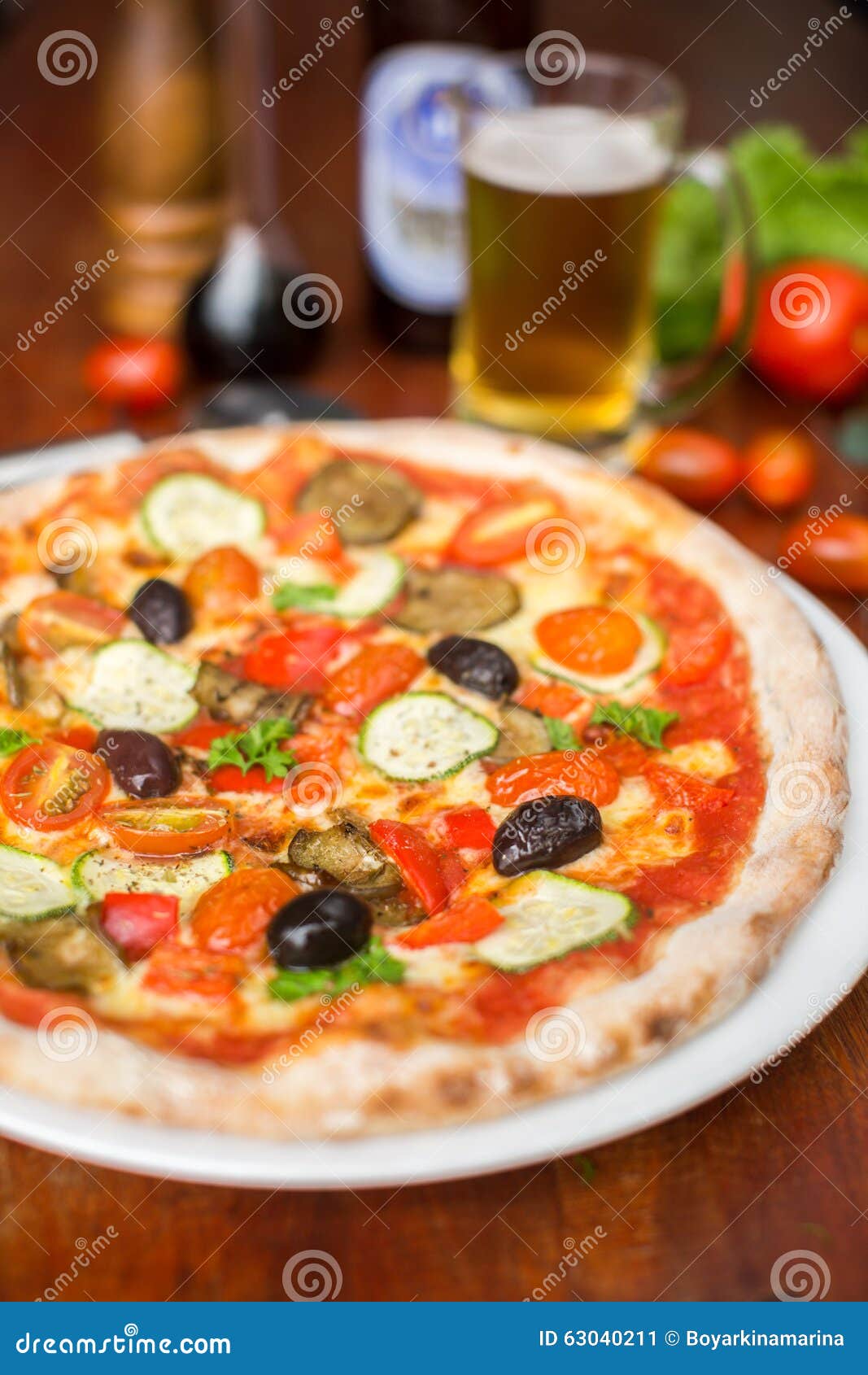 Pizza with Peppers, Olives and Cheese Stock Image Image of garden