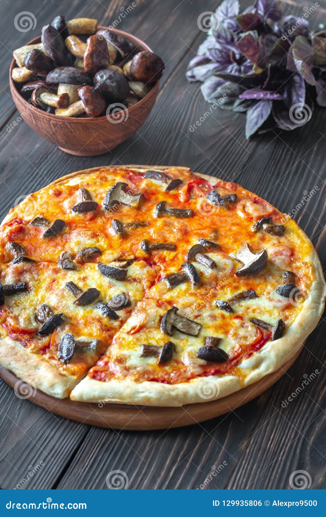 Pizza with Porcini Mushrooms Stock Photo Image of closeup, gourmet