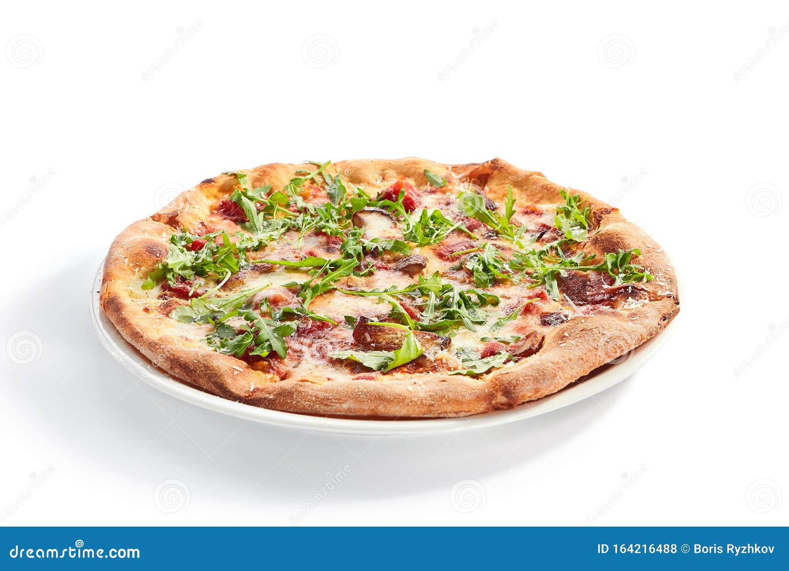 Pizza with Porcini Mushrooms and Truffle Oil Top View Stock Photo ...