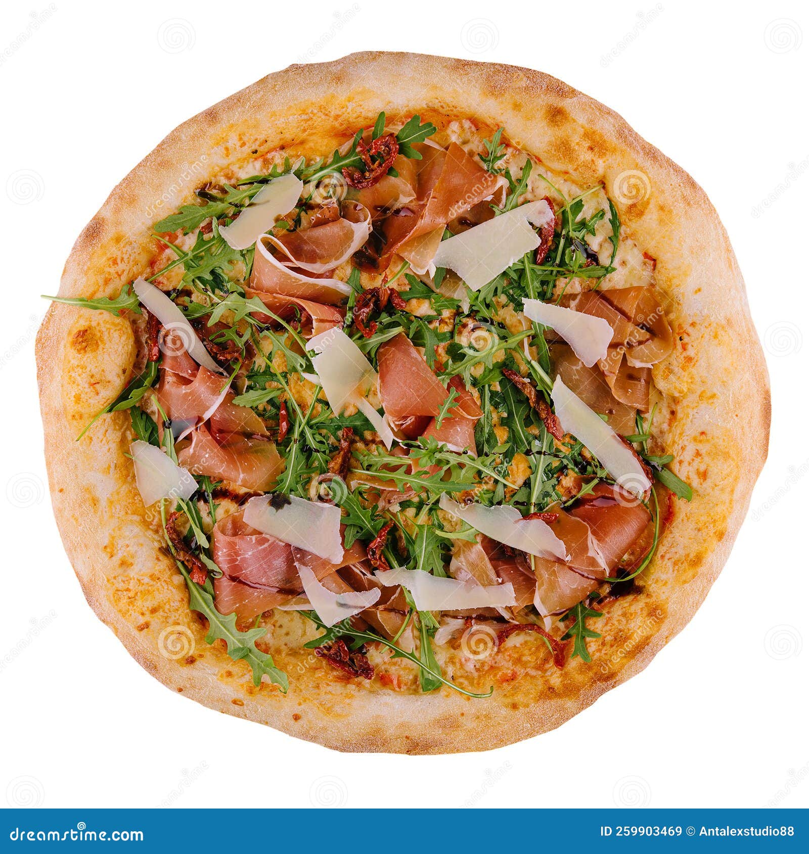 Pizza with Prosciutto (parma Ham), Arugula (salad Rocket) and Parmesan