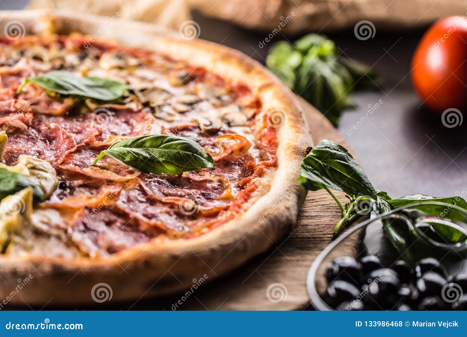 pizza quatro stagioni four seasons traditional italian meal from