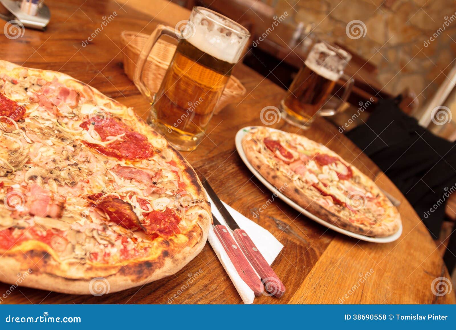 Pizza in restaurant stock photo. Image of garden, cheese 38690558