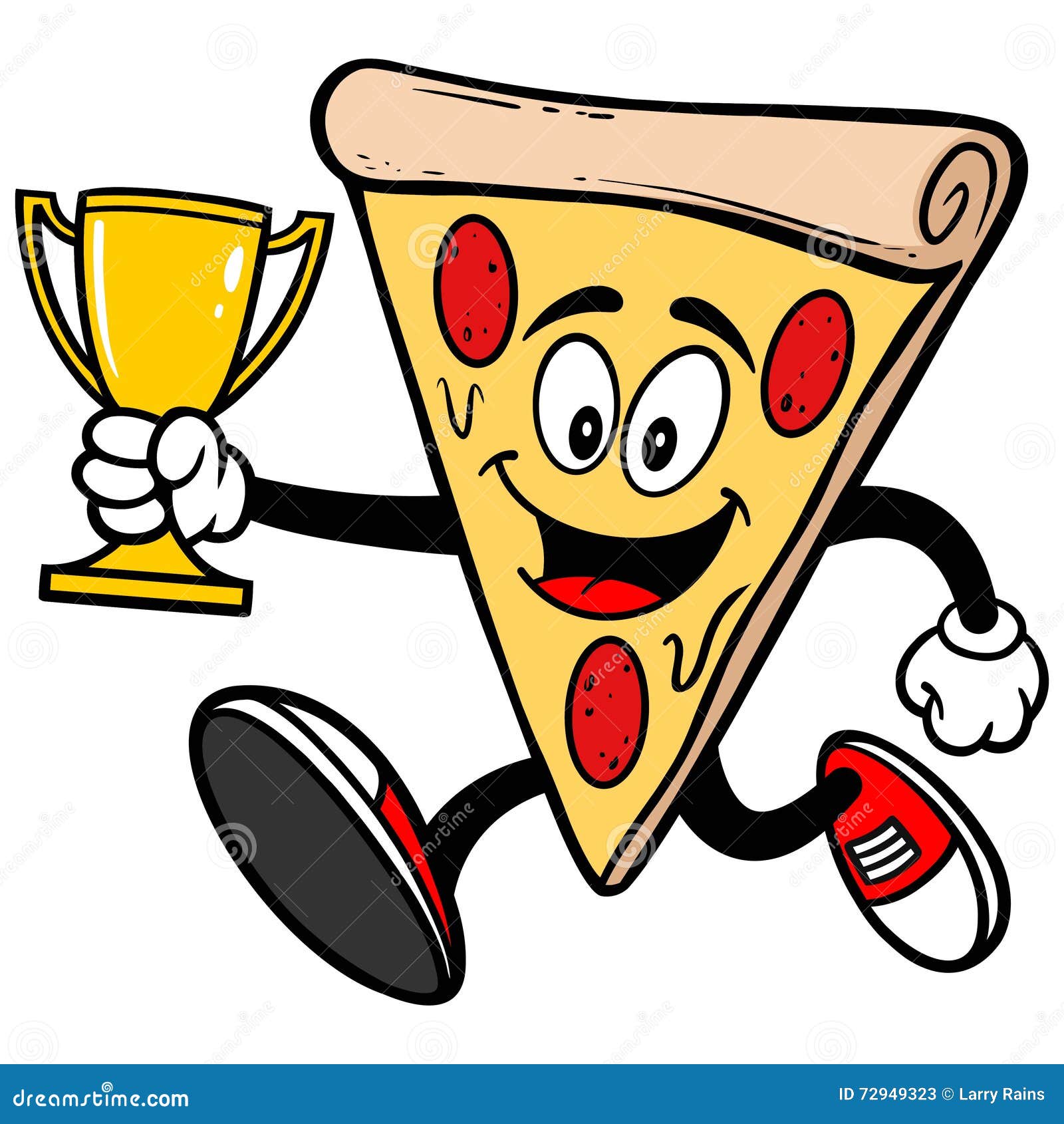 Pizza Running with a Trophy Stock Vector Illustration of sports
