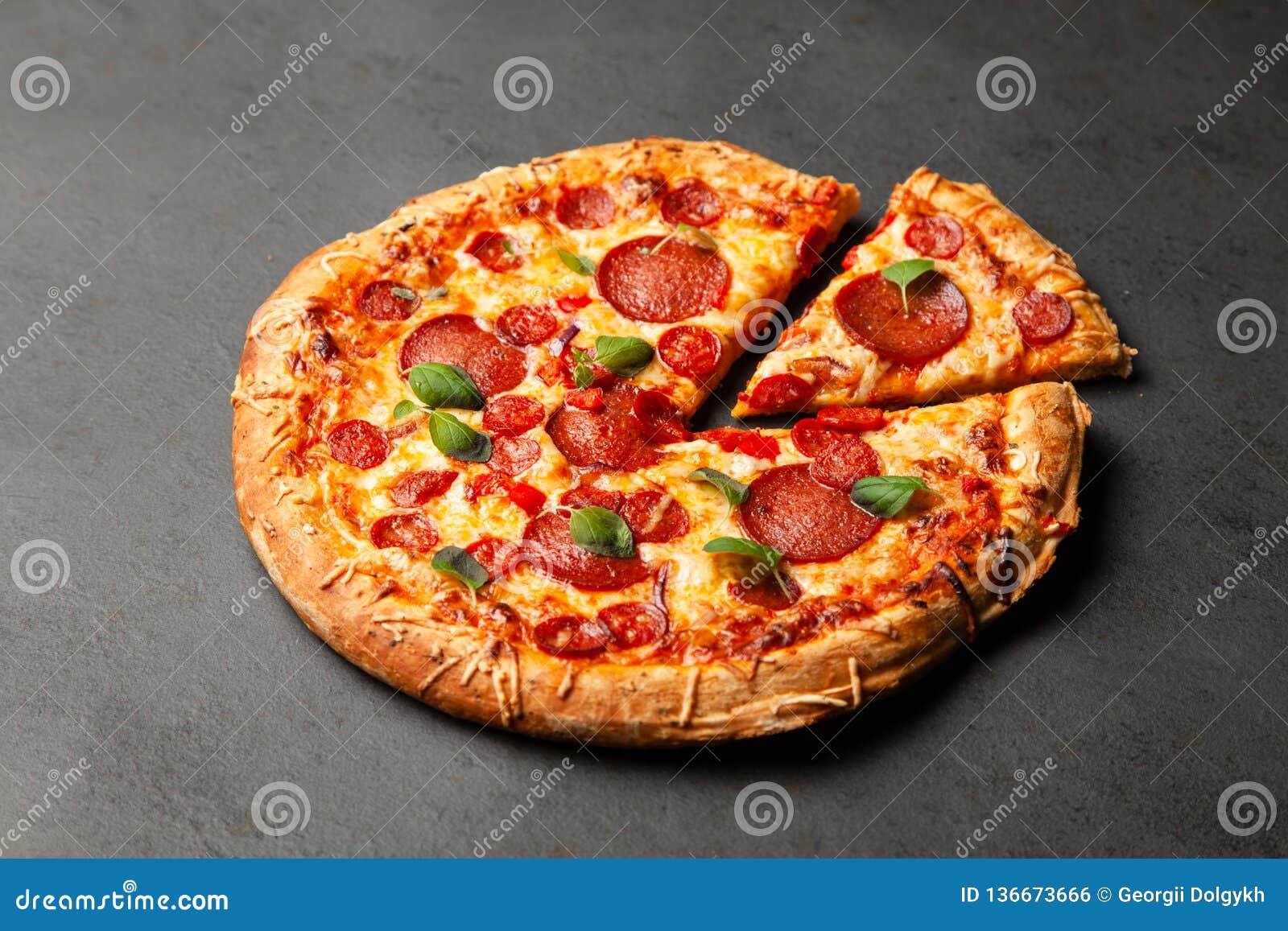 Pizza with Salami and Chorizo Stock Photo Image of snack, salami