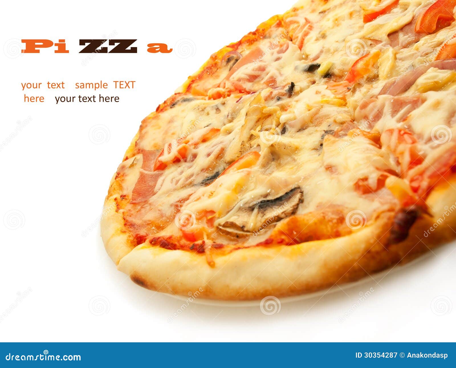 Pizza with Salami, Tomatoes, Mushrooms and Chicken on W Stock Image