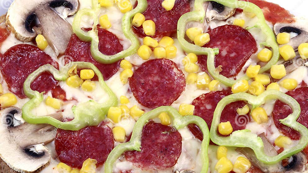 Pizza salami toppings stock photo. Image of refreshment 17972750
