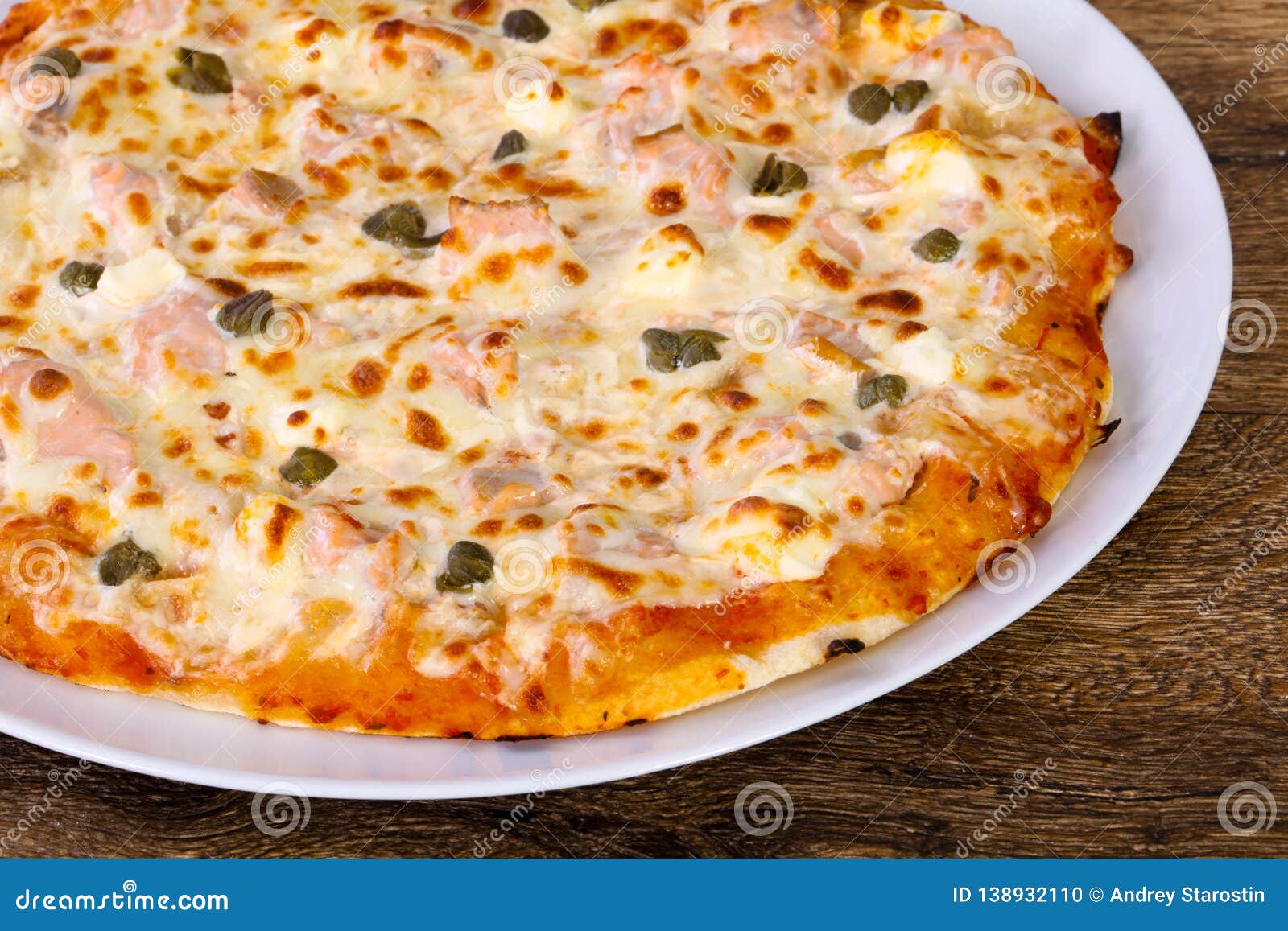 Pizza with Salmon and Capers Stock Photo Image of pizza, pastry