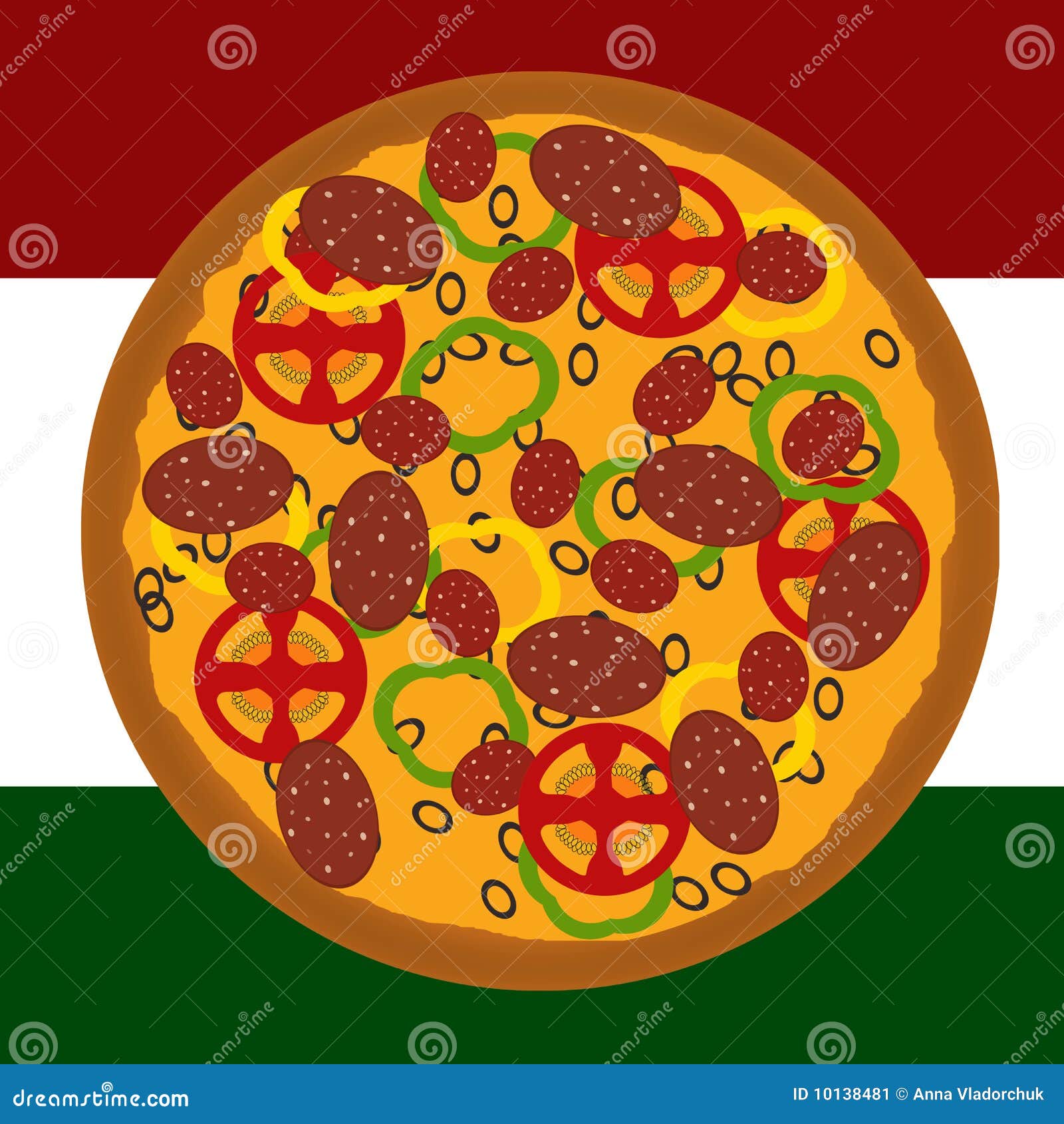Pizza with sausage stock illustration. Illustration of fastfood 10138481