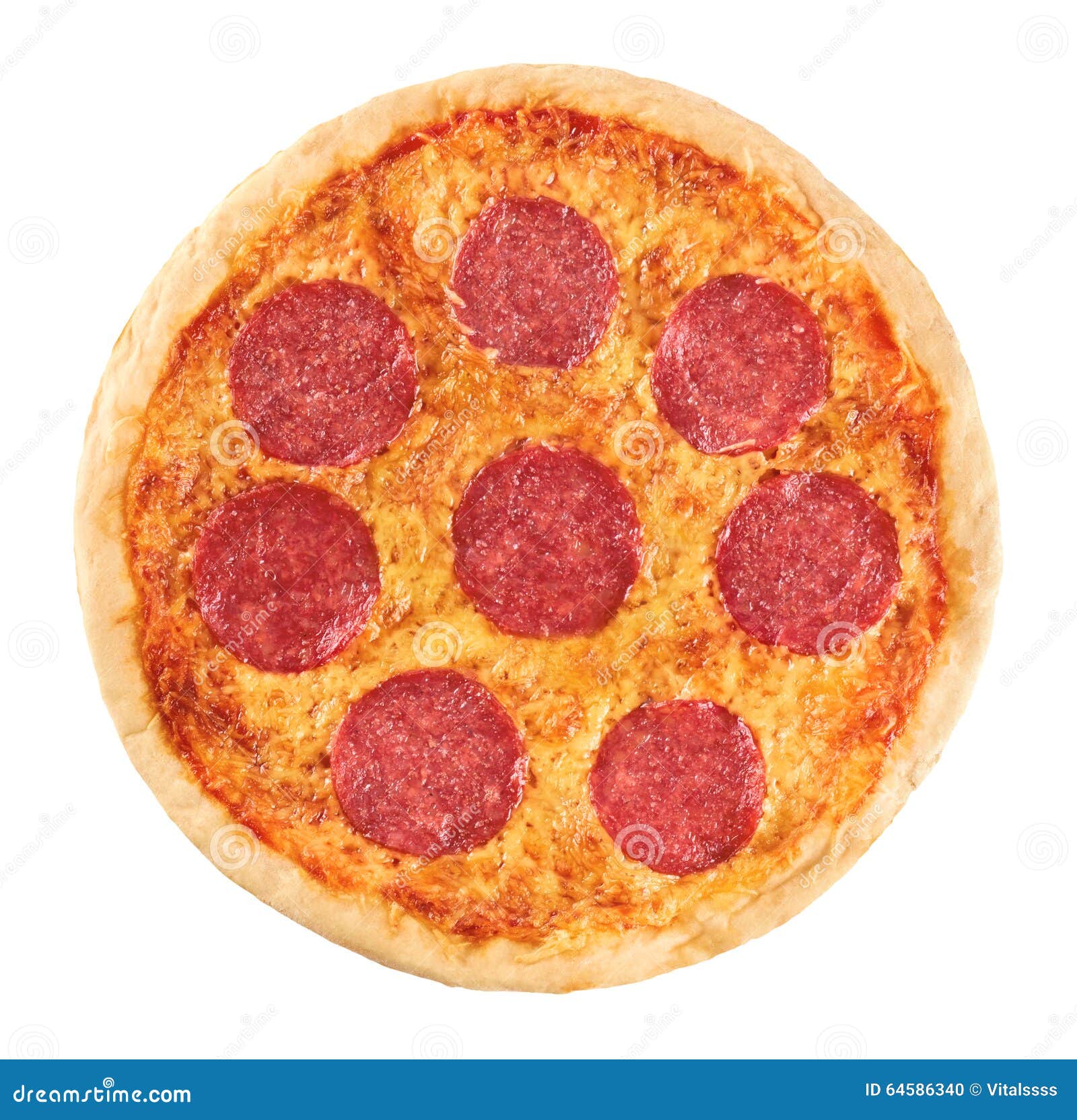 Pizza with Sausage on a White Background. Pepperoni Stock Photo - Image ...
