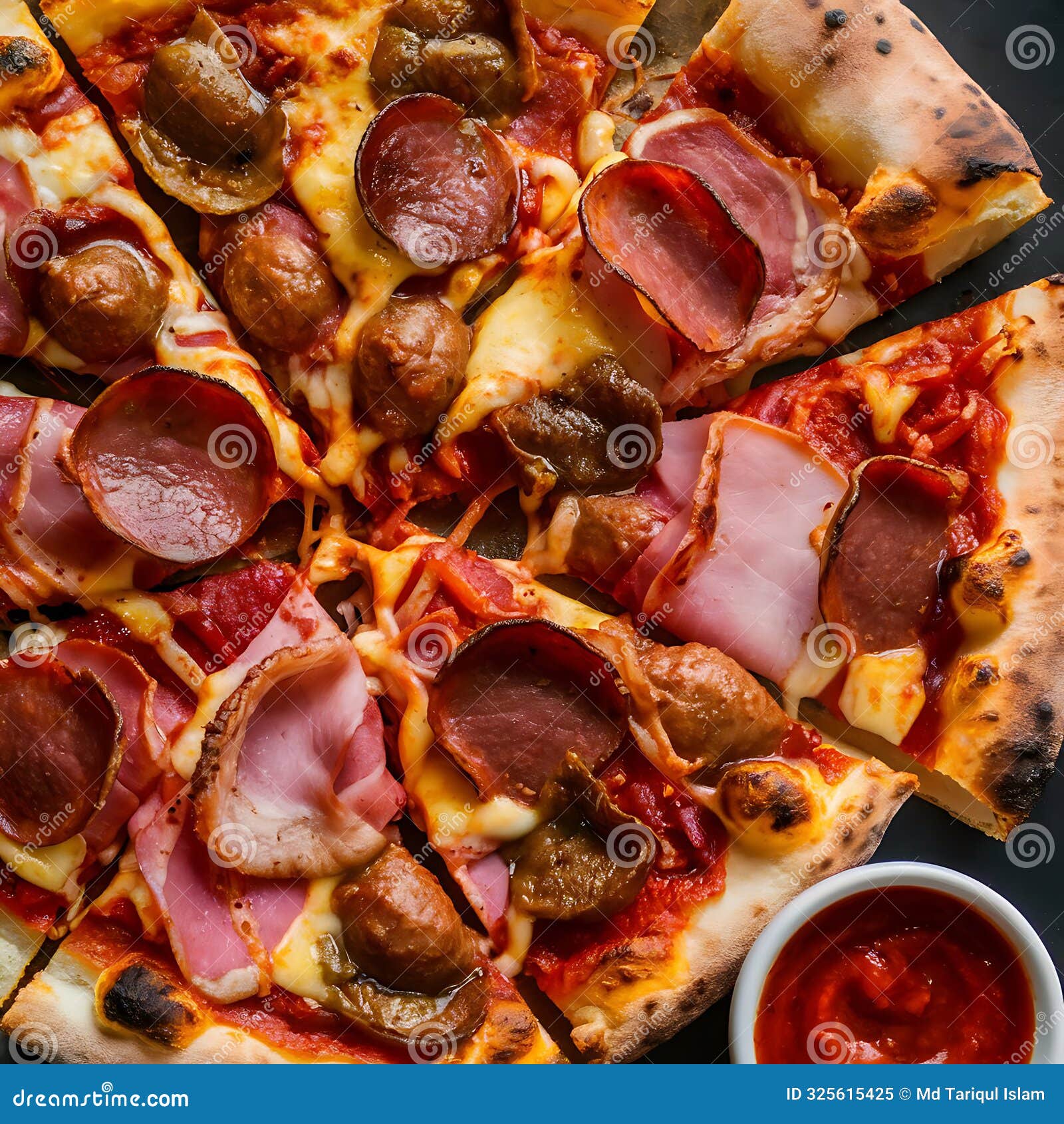 the pizza showcases a generous amount of gooey, golden cheese on a black background