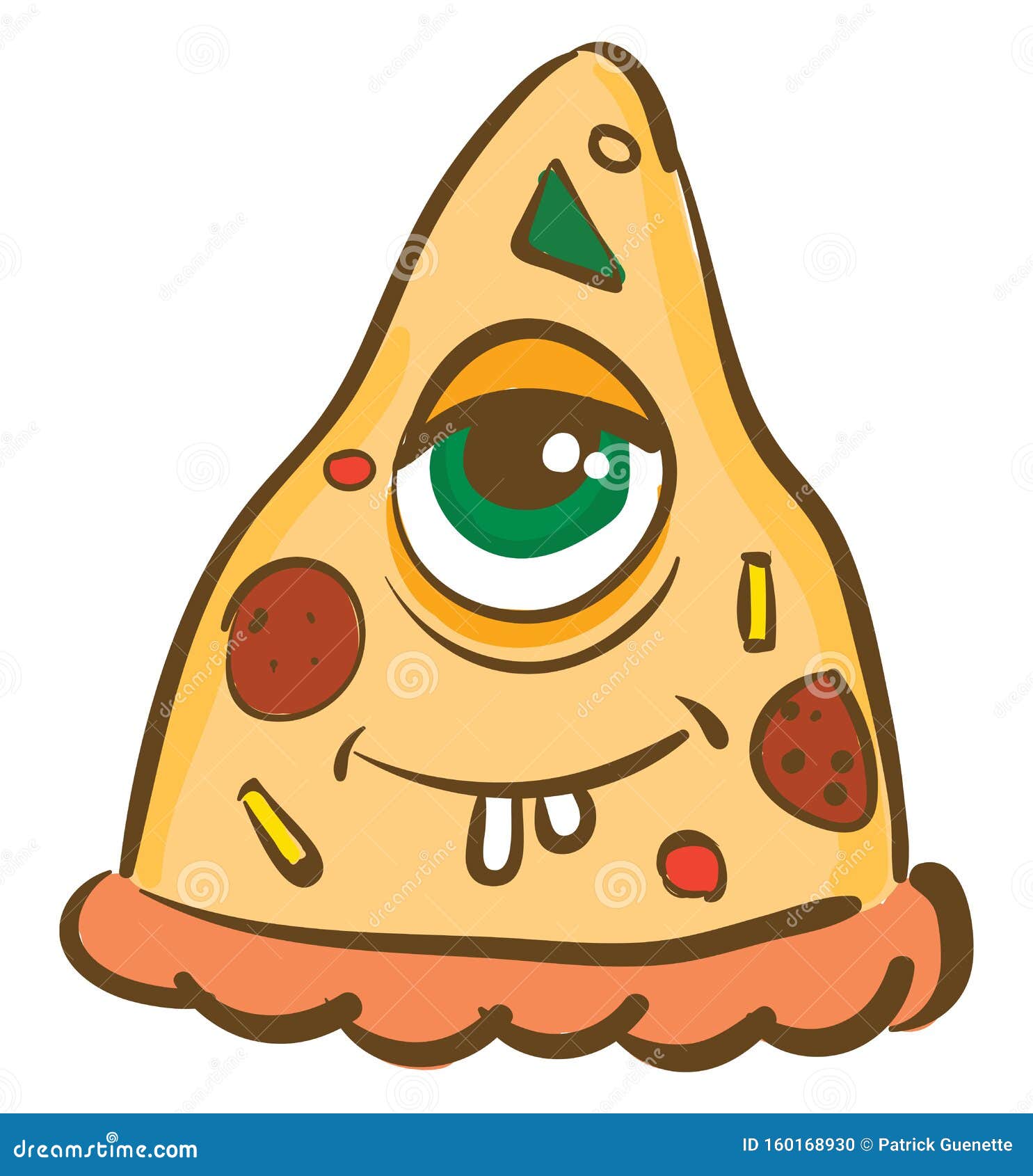 Pizza with Single Eye, Vector or Color Illustration Stock Illustration