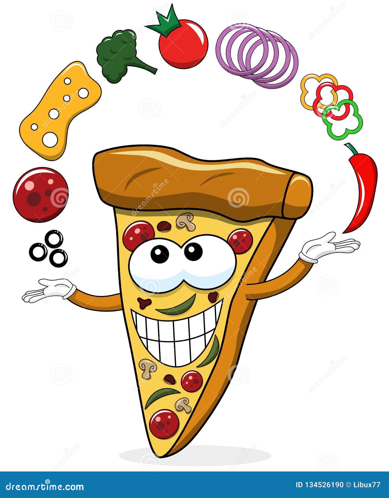 Pizza Slice Cartoon Juggler Toppings Funny Isolated Stock Vector -  Illustration of expression, face: 134526190