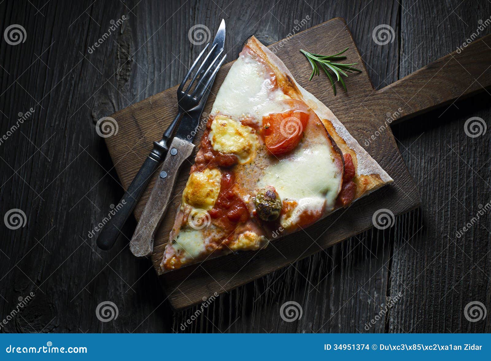 Pizza stock photo. Image of knife, served, wood, table - 34951374