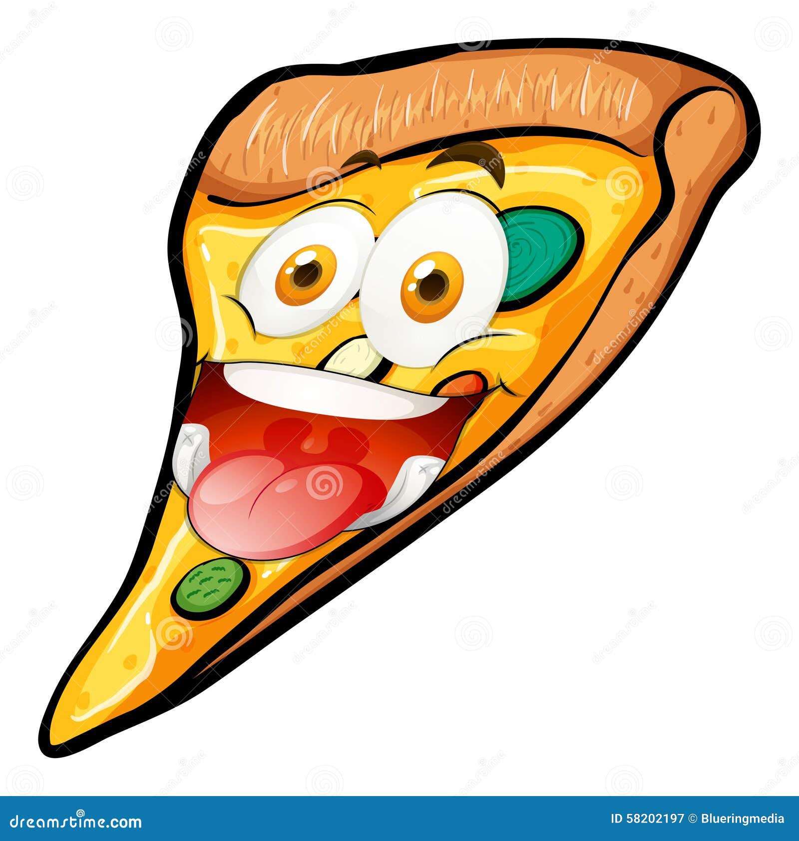 Pizza Slice with Funny Face Stock Vector Illustration of happy, face