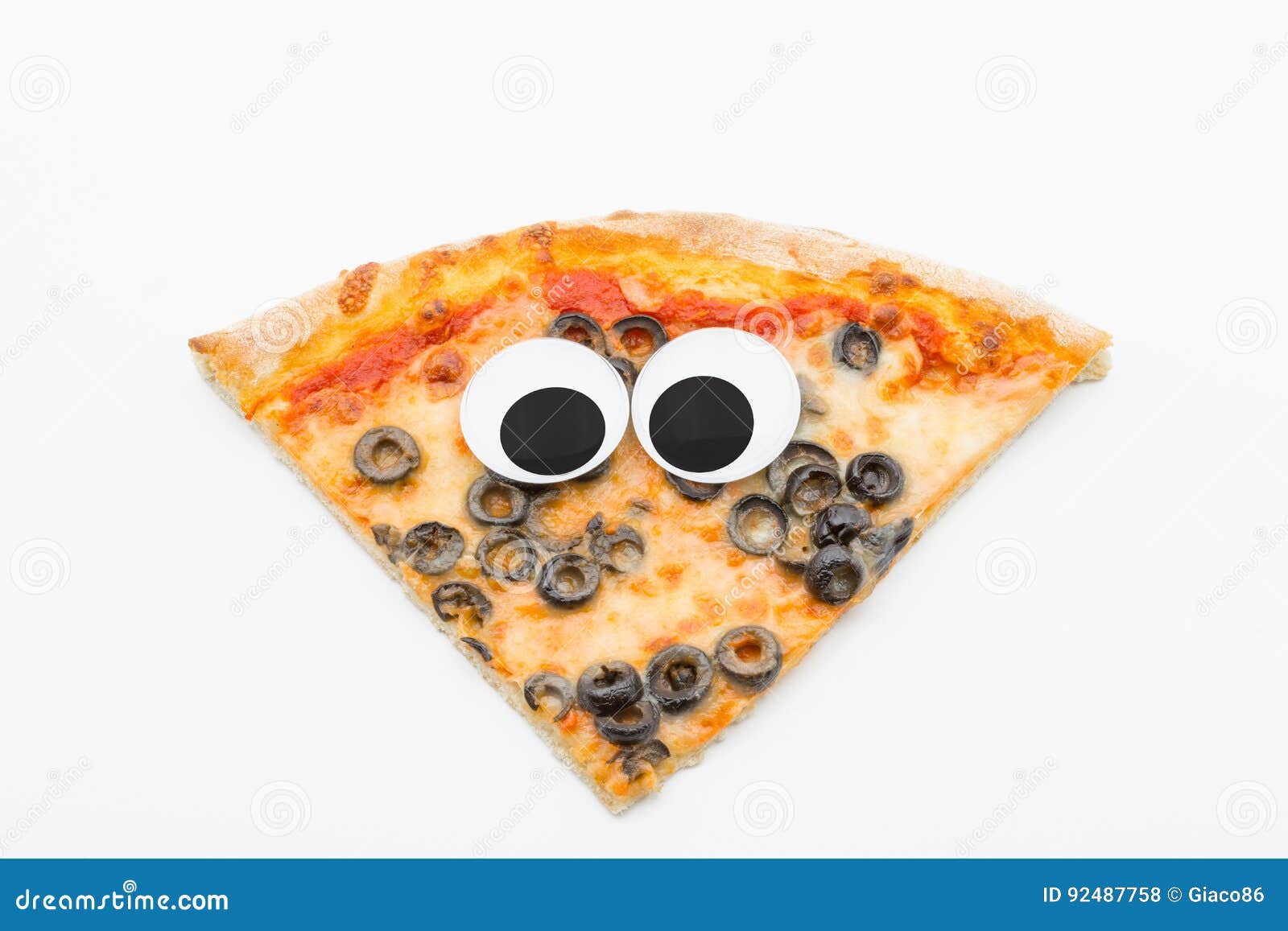 Pizza Slice with Googly Eyes on White Background Stock Photo Image of
