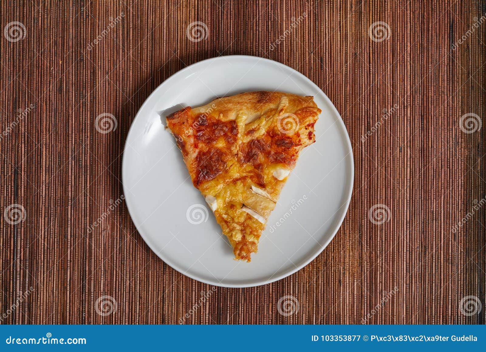 Pizza slice on a plate stock image. Image of fast, food 103353877