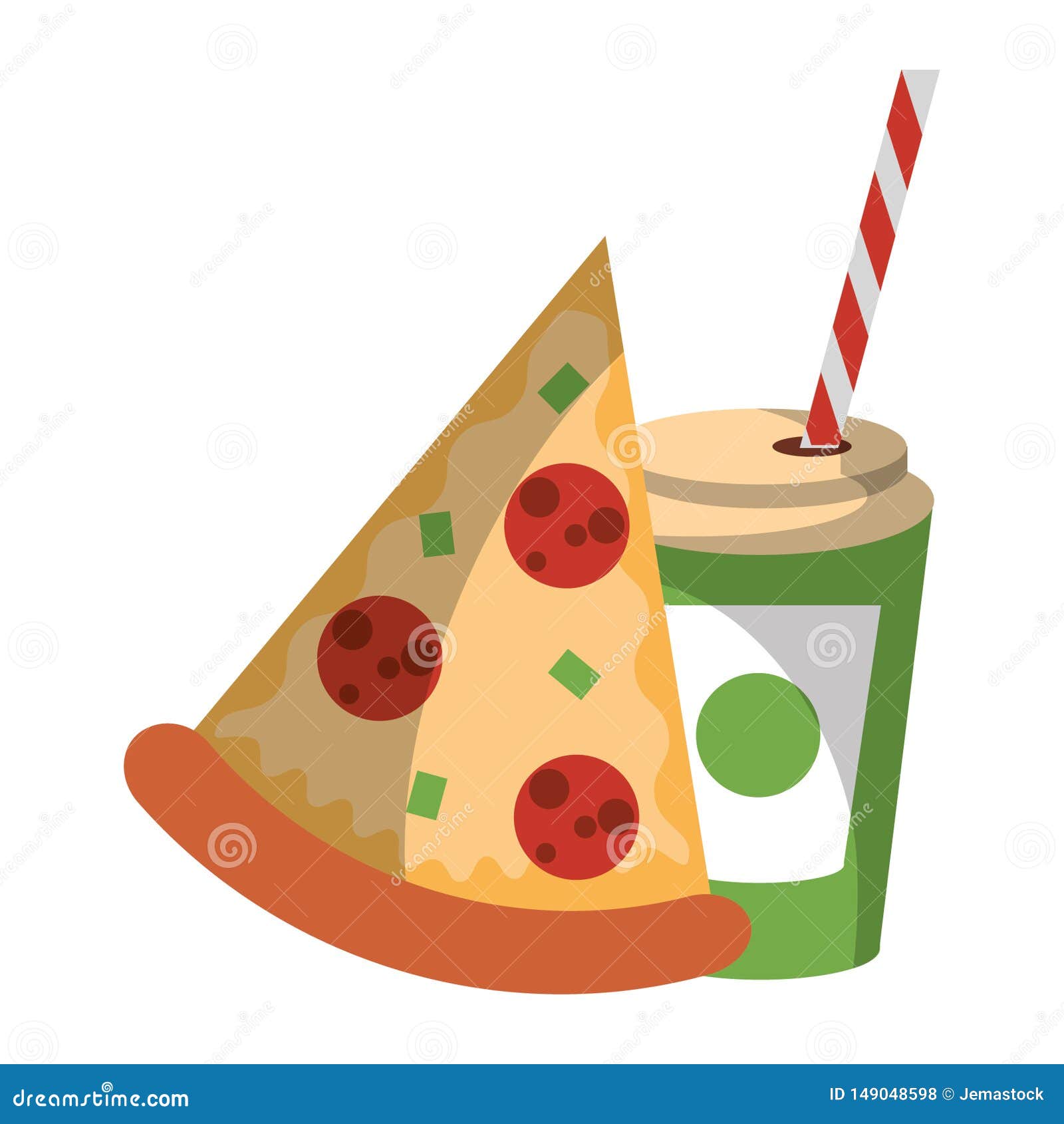 Pizza and Soda Cup Food Cartoon Stock Vector - Illustration of cooking ...