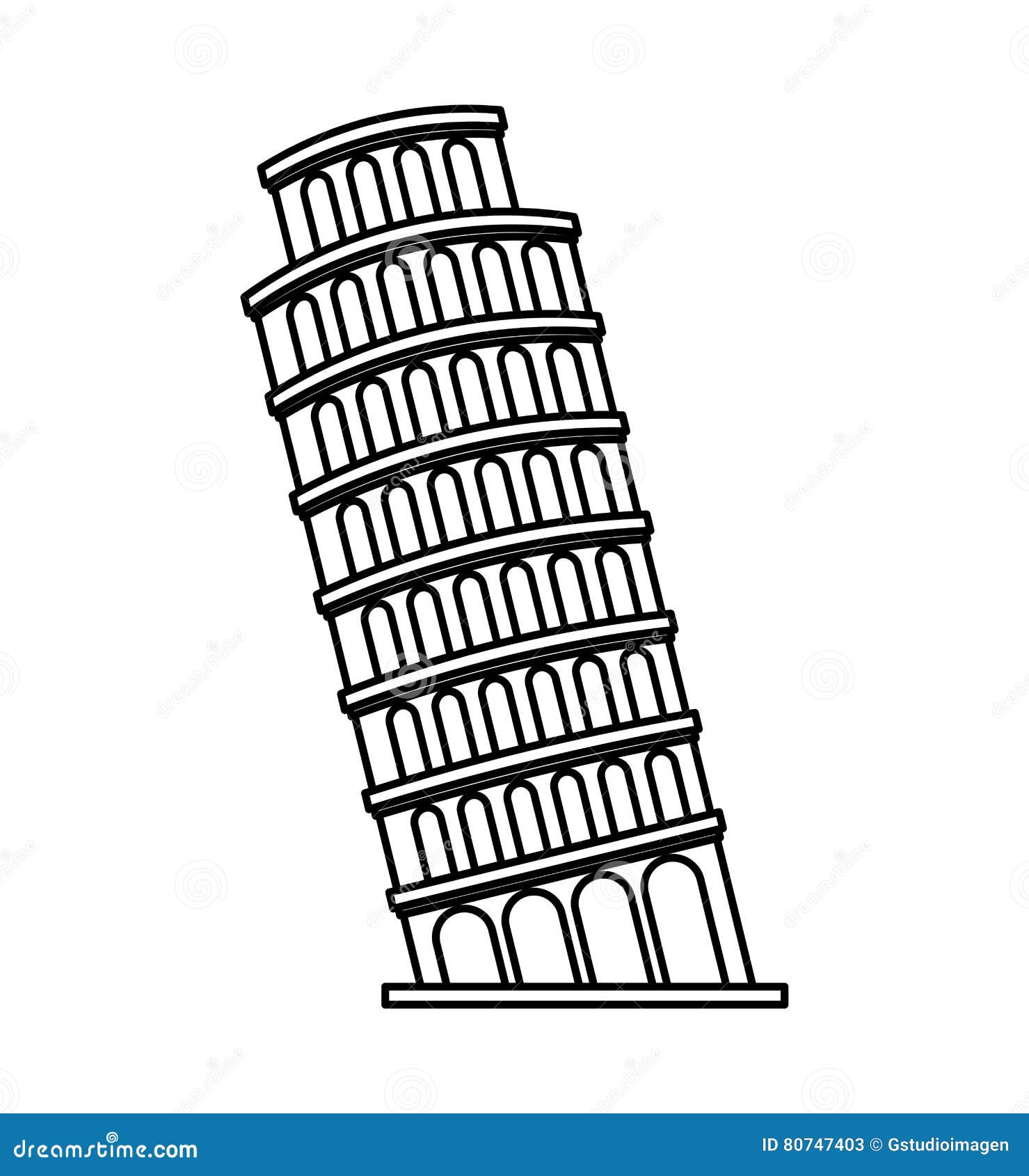 Pizza Tower. Building landmark icon vector 4968793 Vector Art at