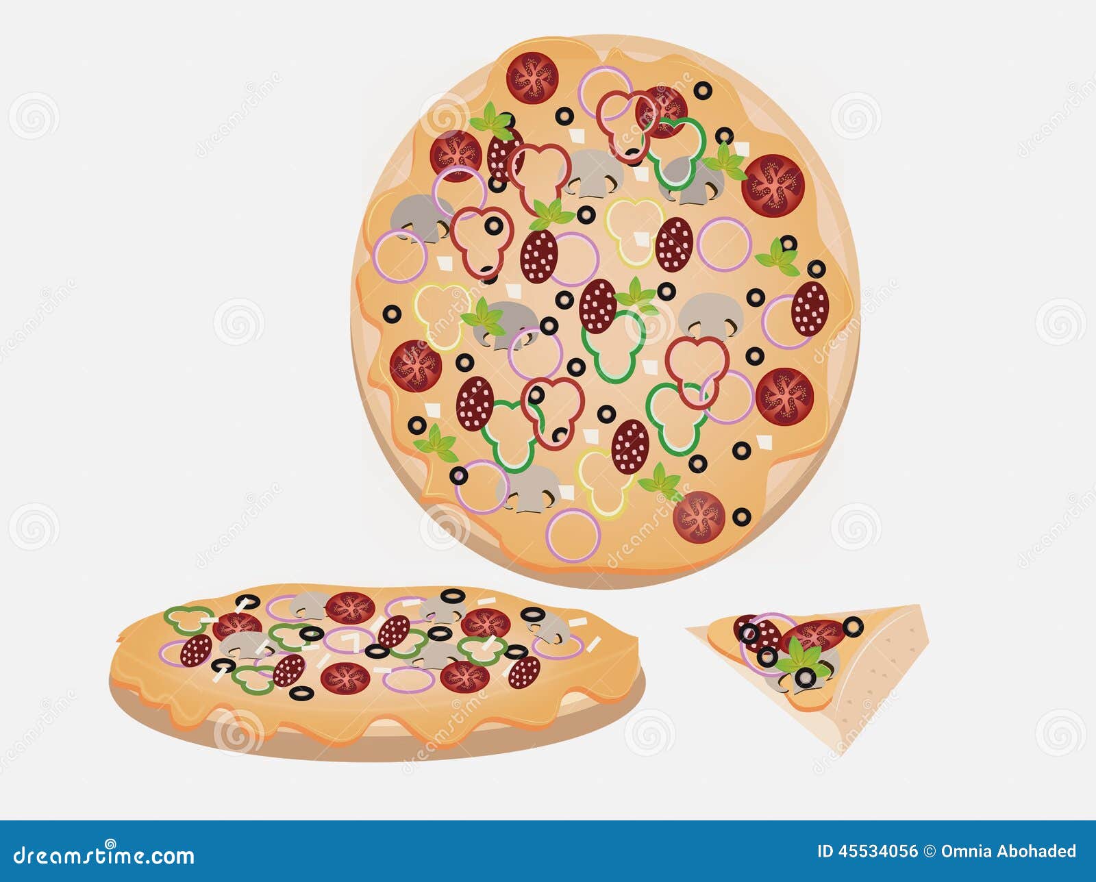 Pizza Vector Set On Gray Background Stock Illustration Illustration Of Files Adobe