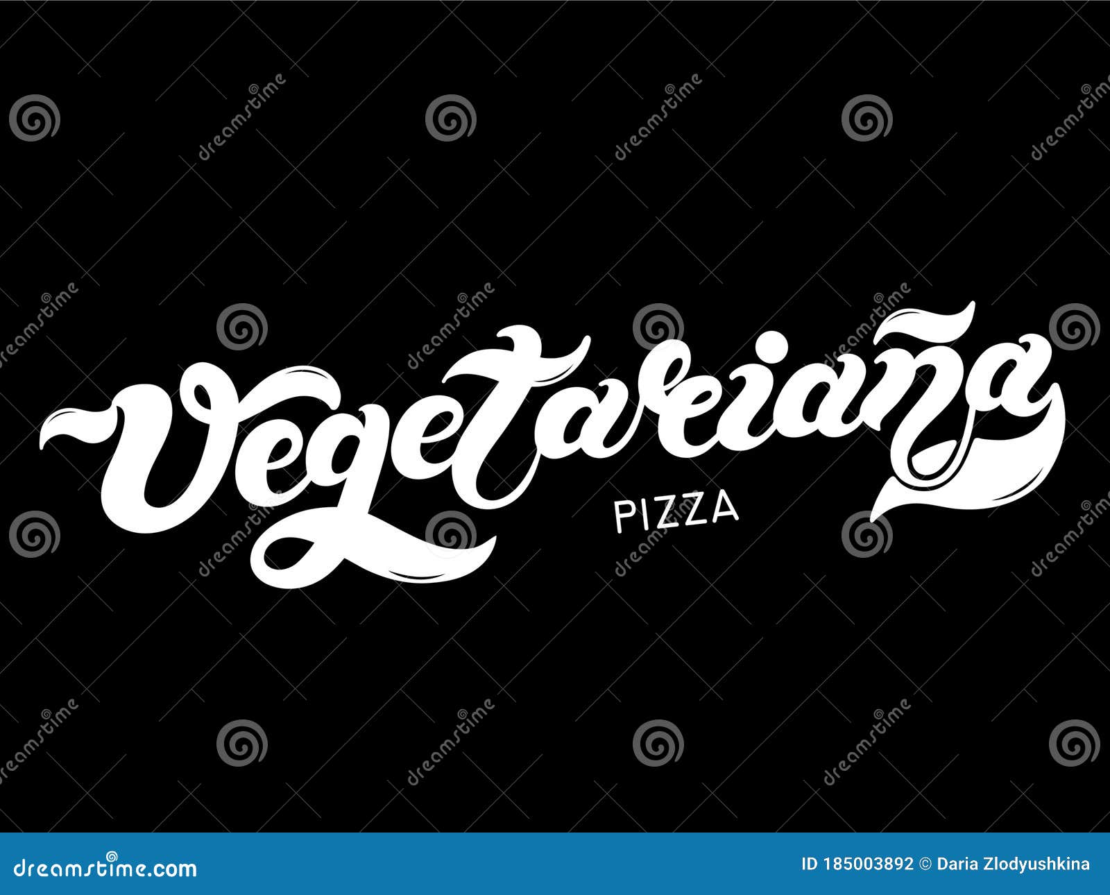 pizza vegetariana. the name of the type of pizza in italian. hand drawn lettering