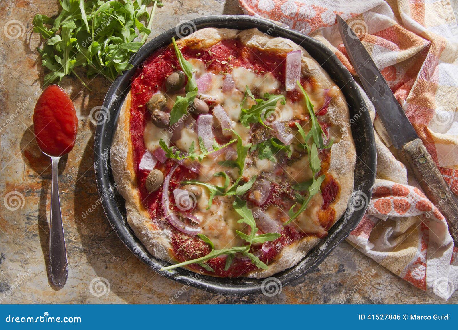 Pizza with Whole Wheat Flour Stock Photo Image of onion, crust 41527846