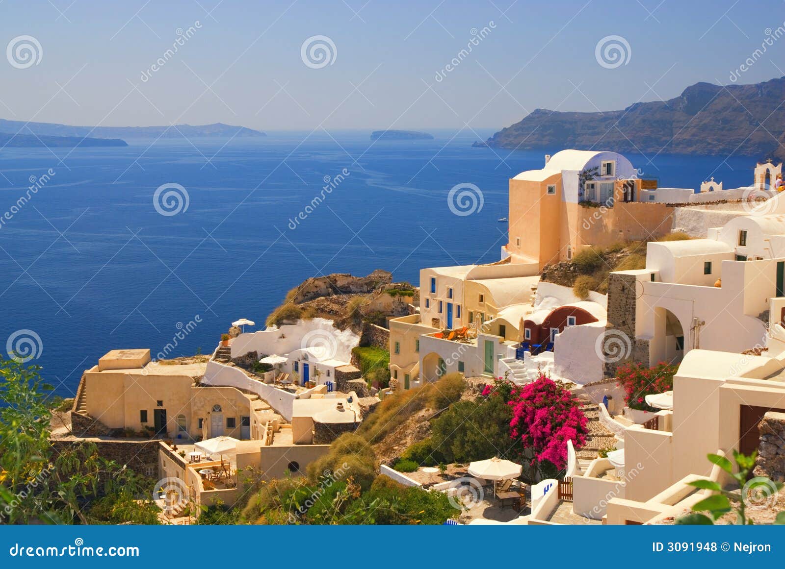 Piękny widok krajobrazu. Piękne wyspy Greece krajobrazu santorini widok