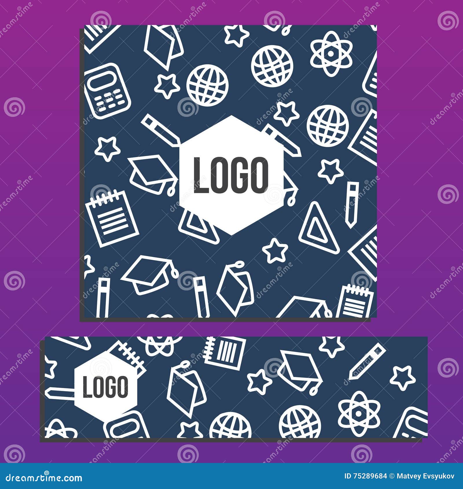 Placards with  Banner with Back To School Pattern. Back To Sc Stock