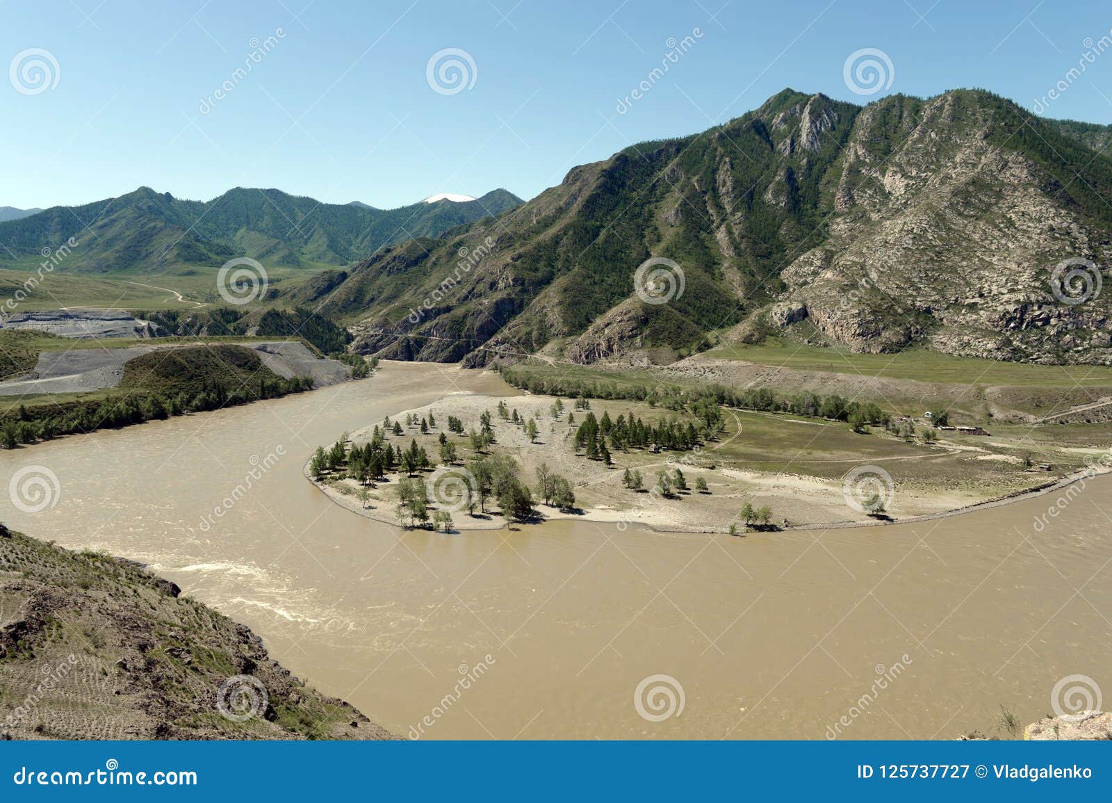 Place Of The Confluence Of The Rivers Katun And Chuya In Altai