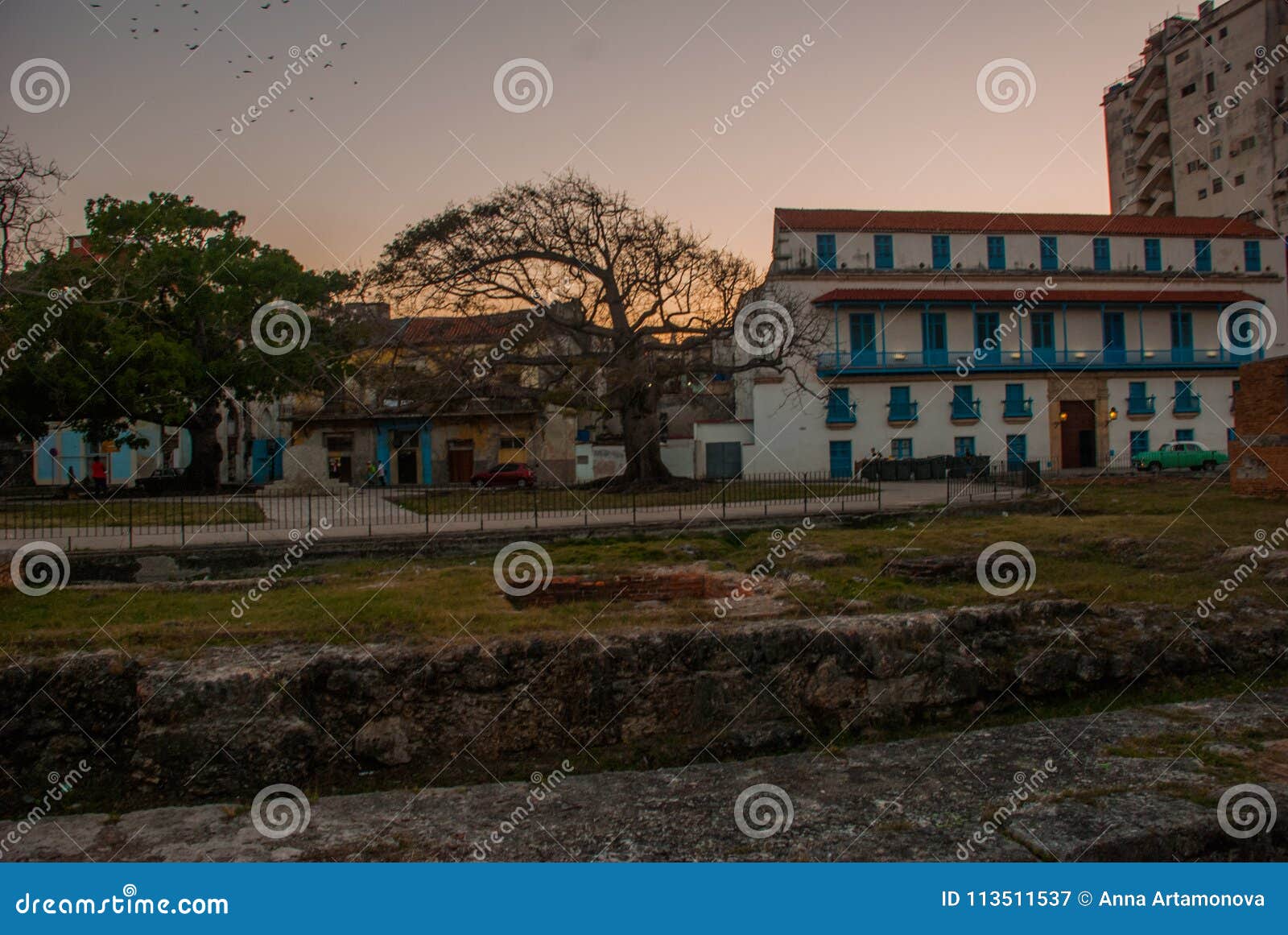 place about la real fuerza fortress in the evening. castillo de la real fuerza - old havana, cuba