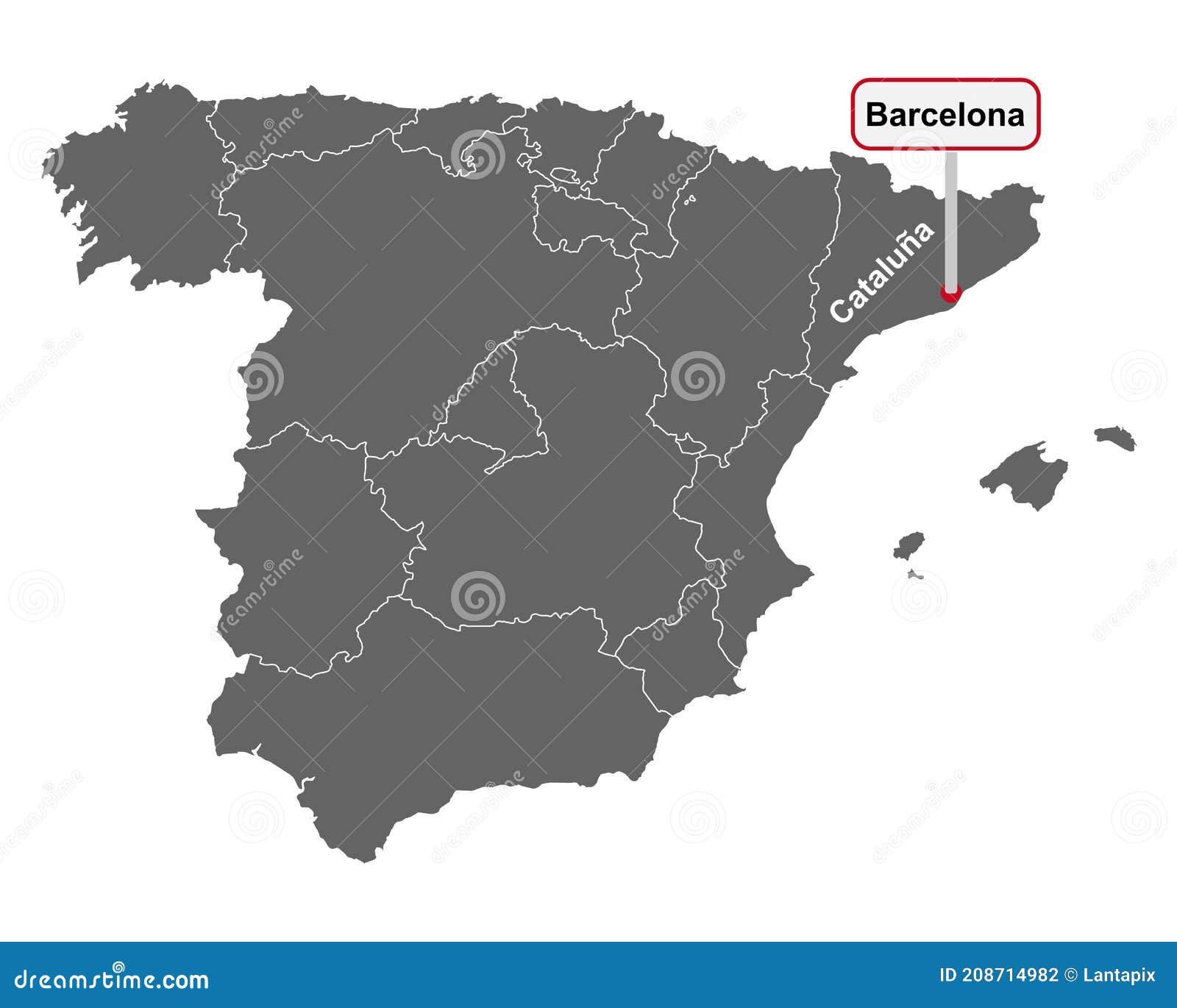 Barcelona, españa - map- Mapa de españa y de barcelona (Cataluña, España)