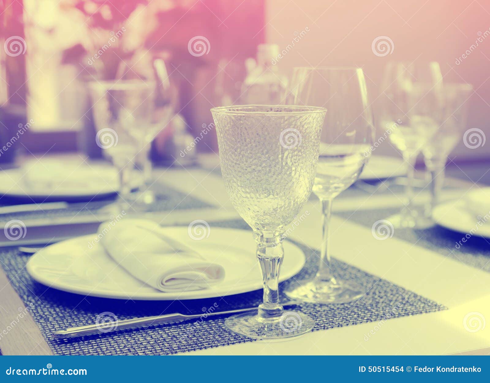Place Setting in an Expensive Restaurant, Toned Stock Photo Image of