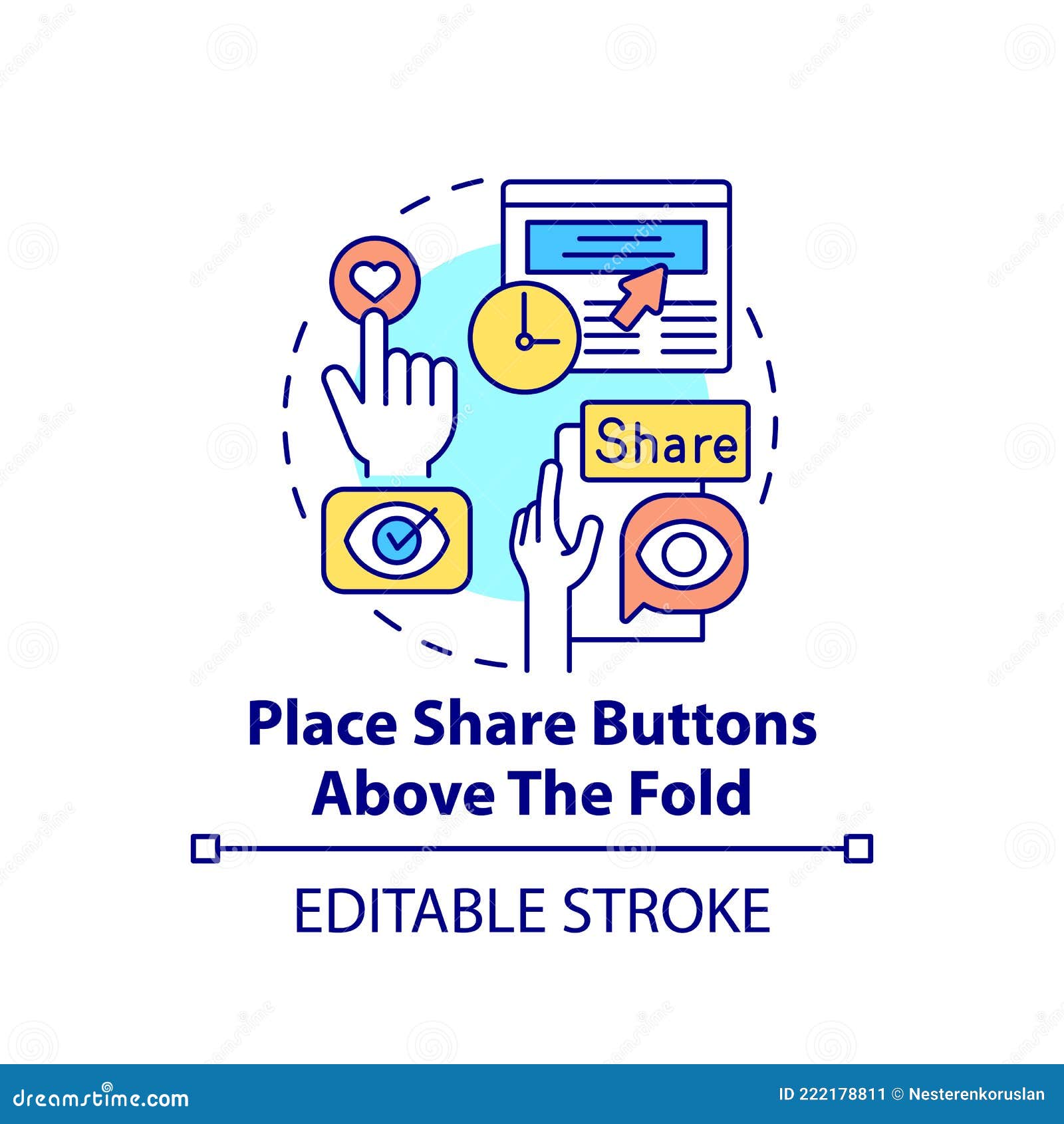 place share buttons above fold concept icon