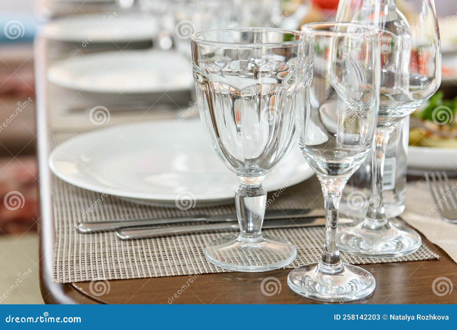 A Table Set with Glasses and Plates. Stock Image Image of glass, dish