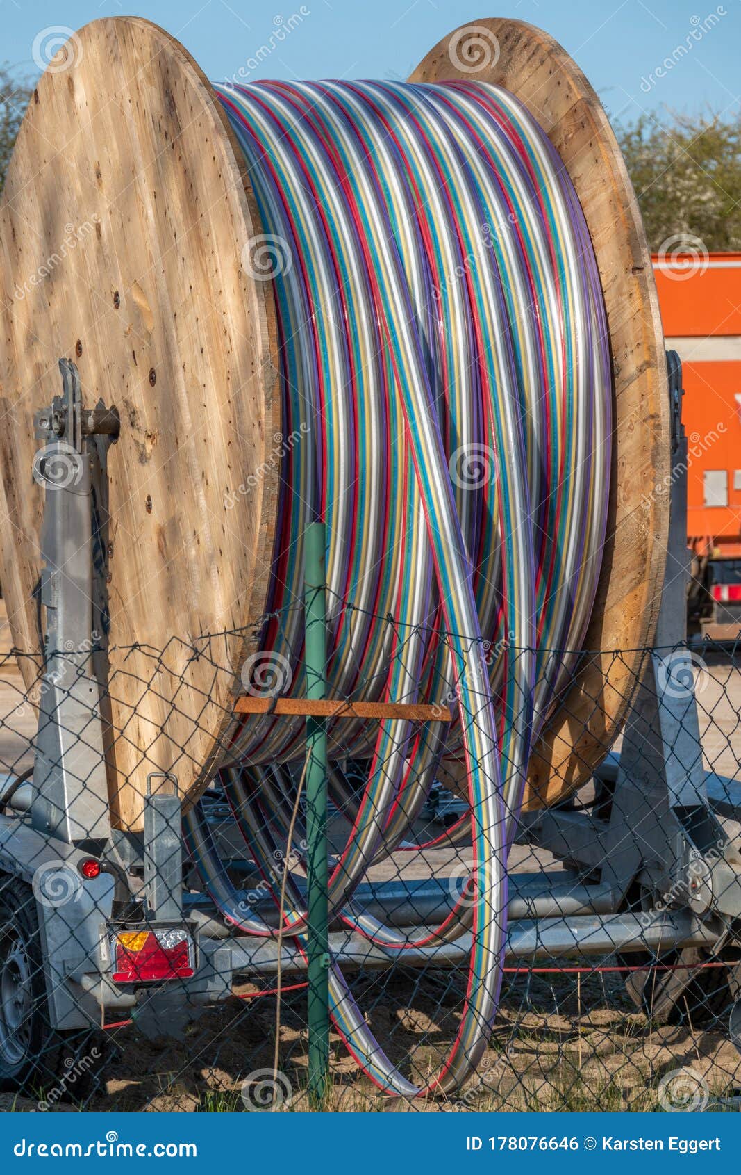 On a Place There is a Big Cable Drum Stock Photo - Image of bundle